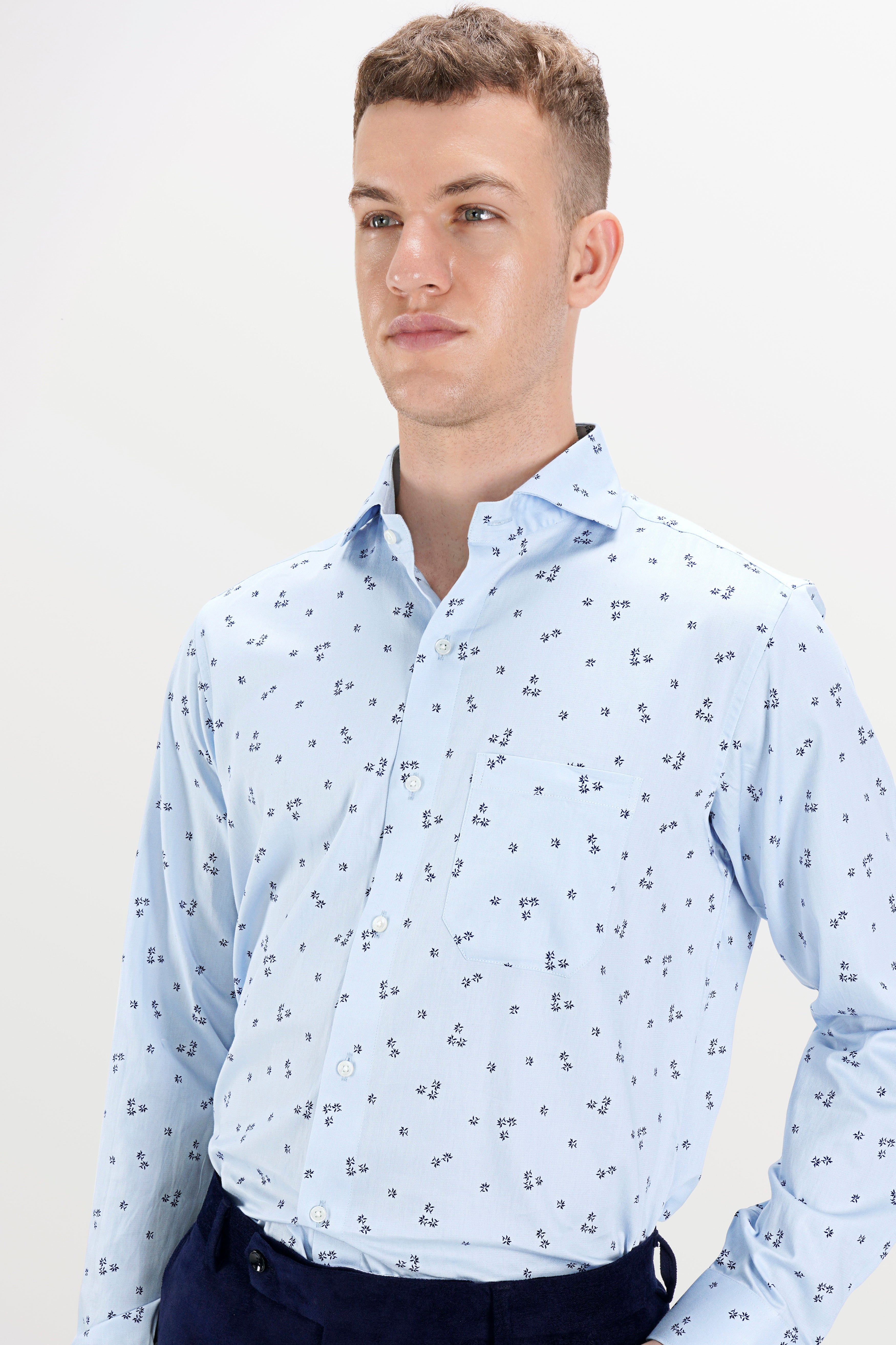 Loblolly with Cobalt Blue Dobby Textured Premium Giza Cotton Shirt