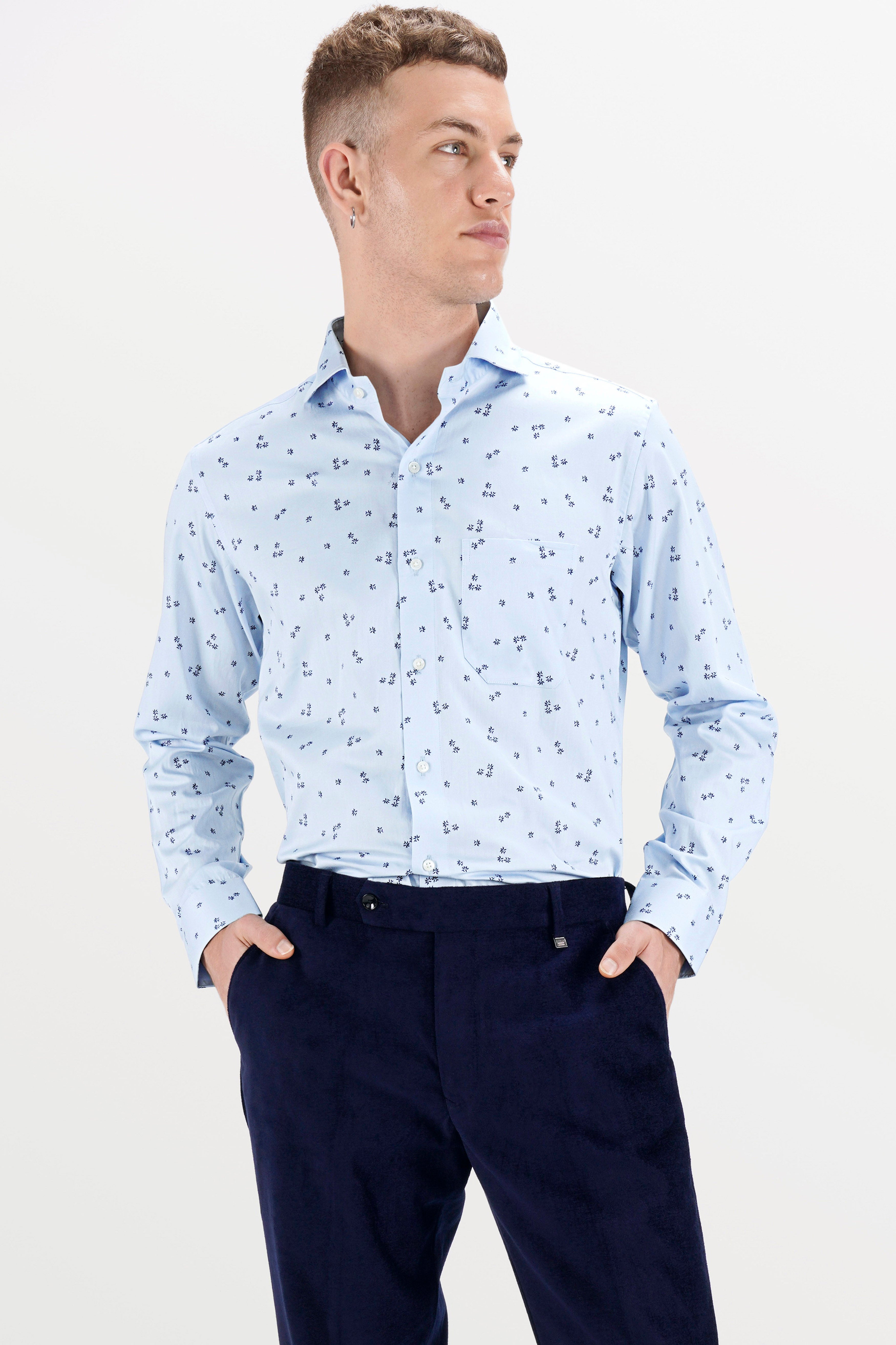 Loblolly with Cobalt Blue Dobby Textured Premium Giza Cotton Shirt