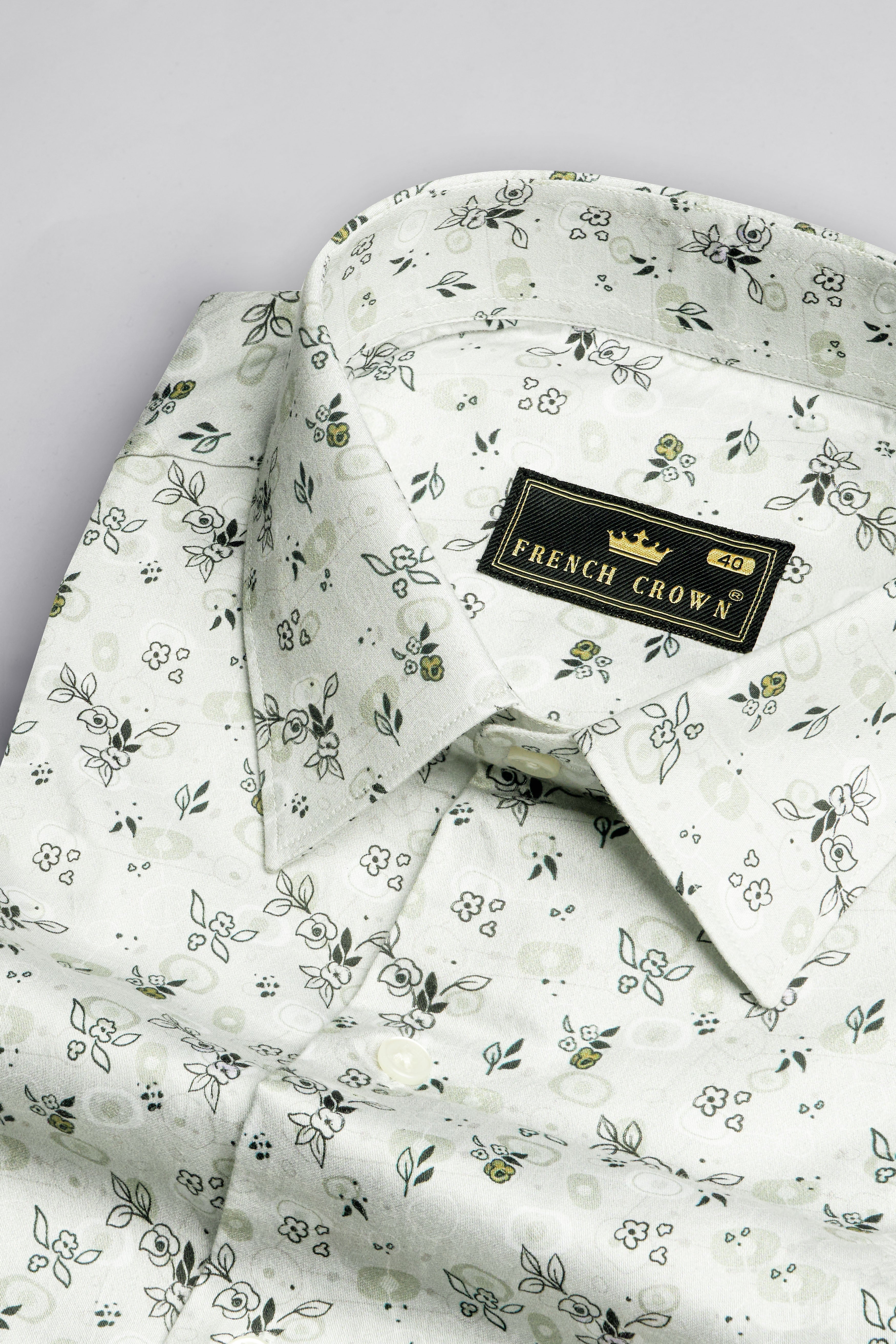 Tasman with Tealish Green Ditsy Printed Super Soft Premium Cotton Shirt