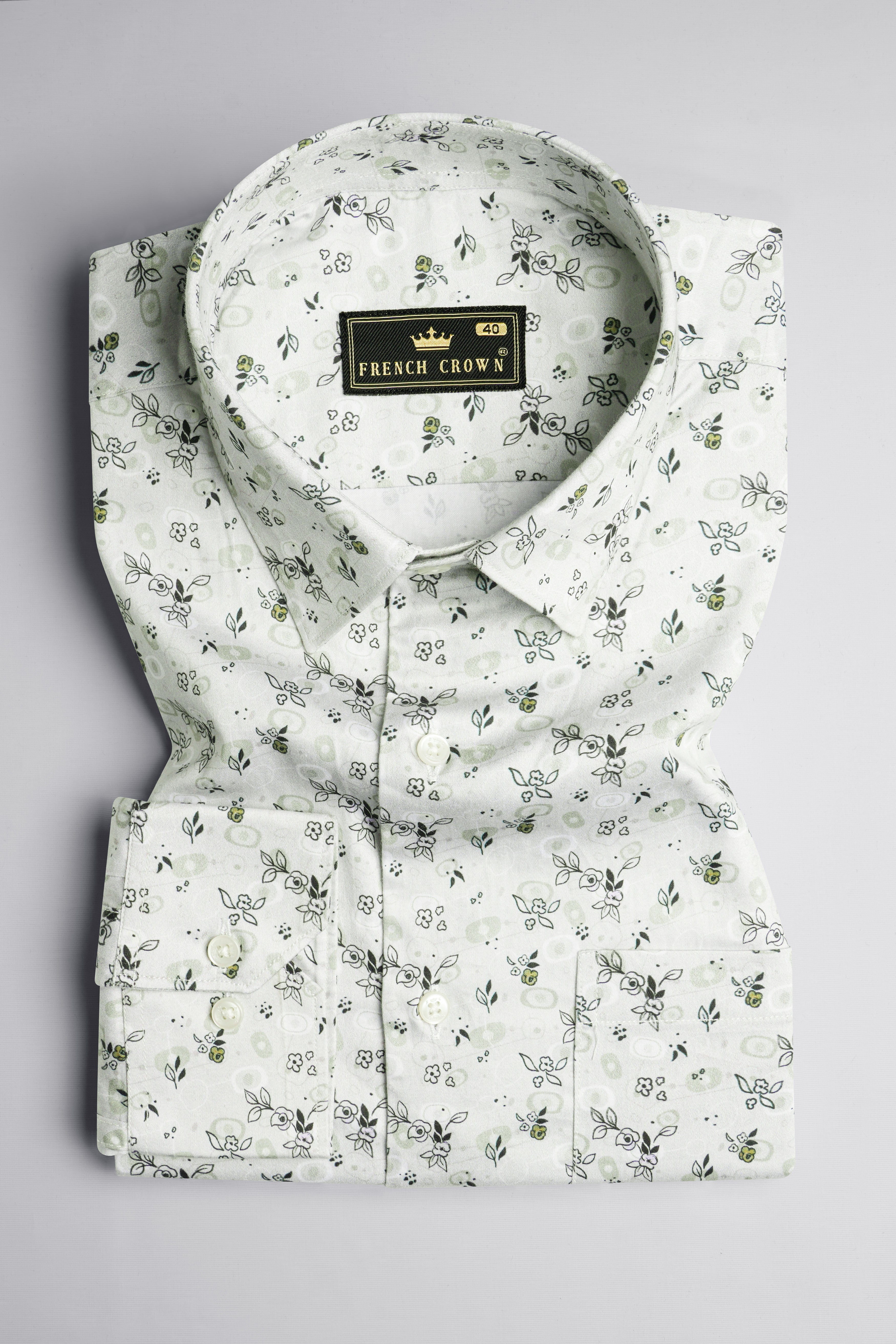 Tasman with Tealish Green Ditsy Printed Super Soft Premium Cotton Shirt