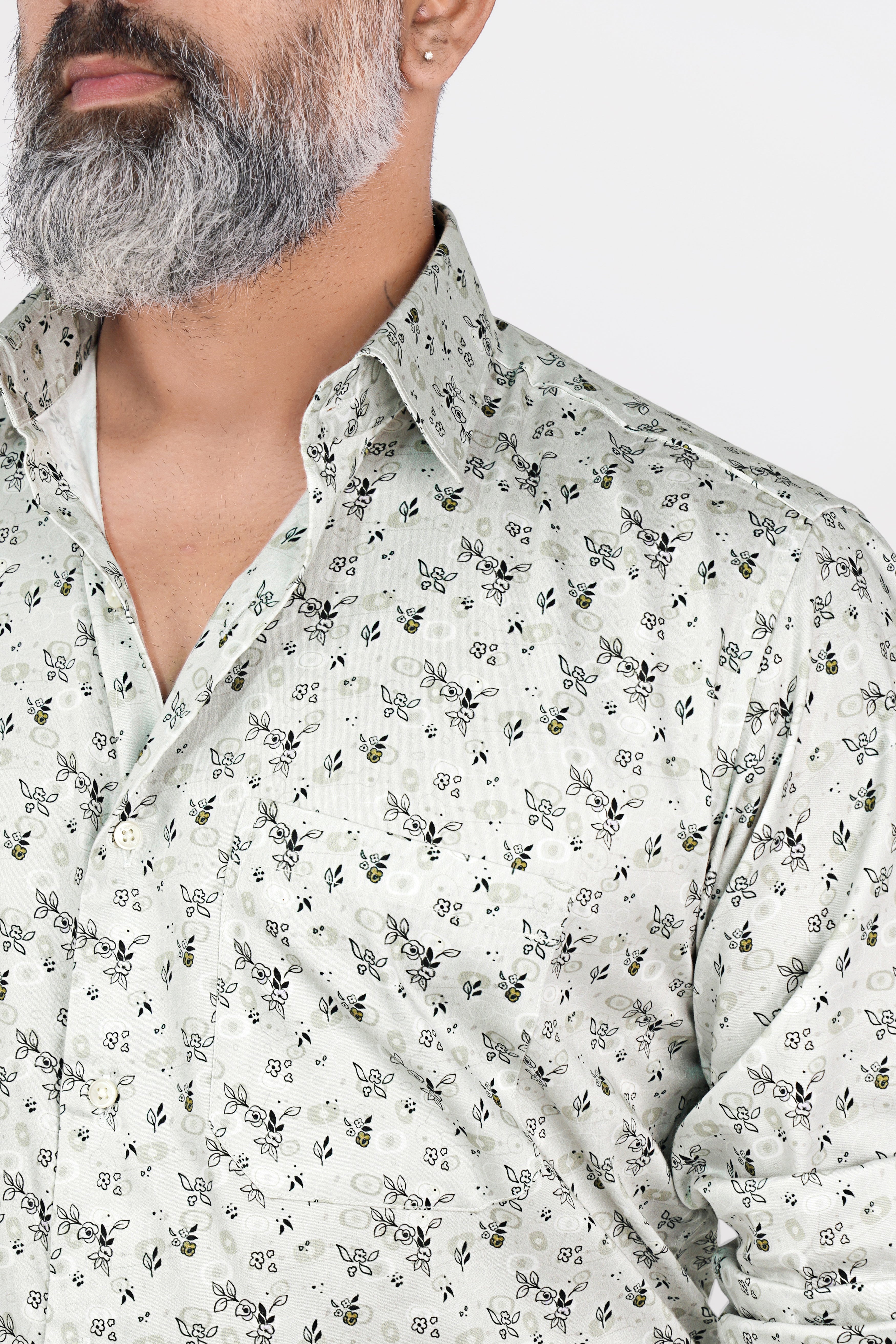 Tasman with Tealish Green Ditsy Printed Super Soft Premium Cotton Shirt