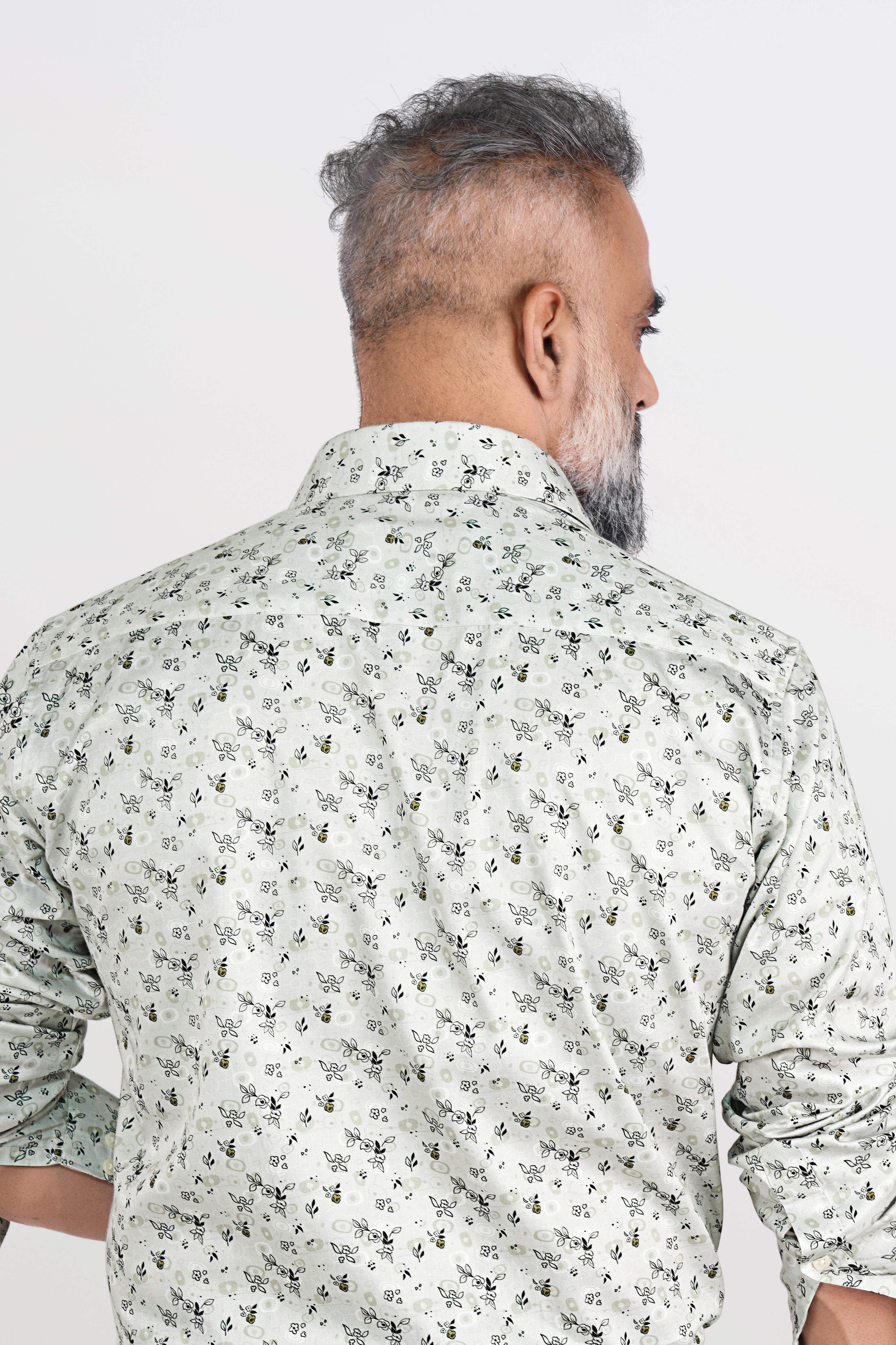 Tasman with Tealish Green Ditsy Printed Super Soft Premium Cotton Shirt