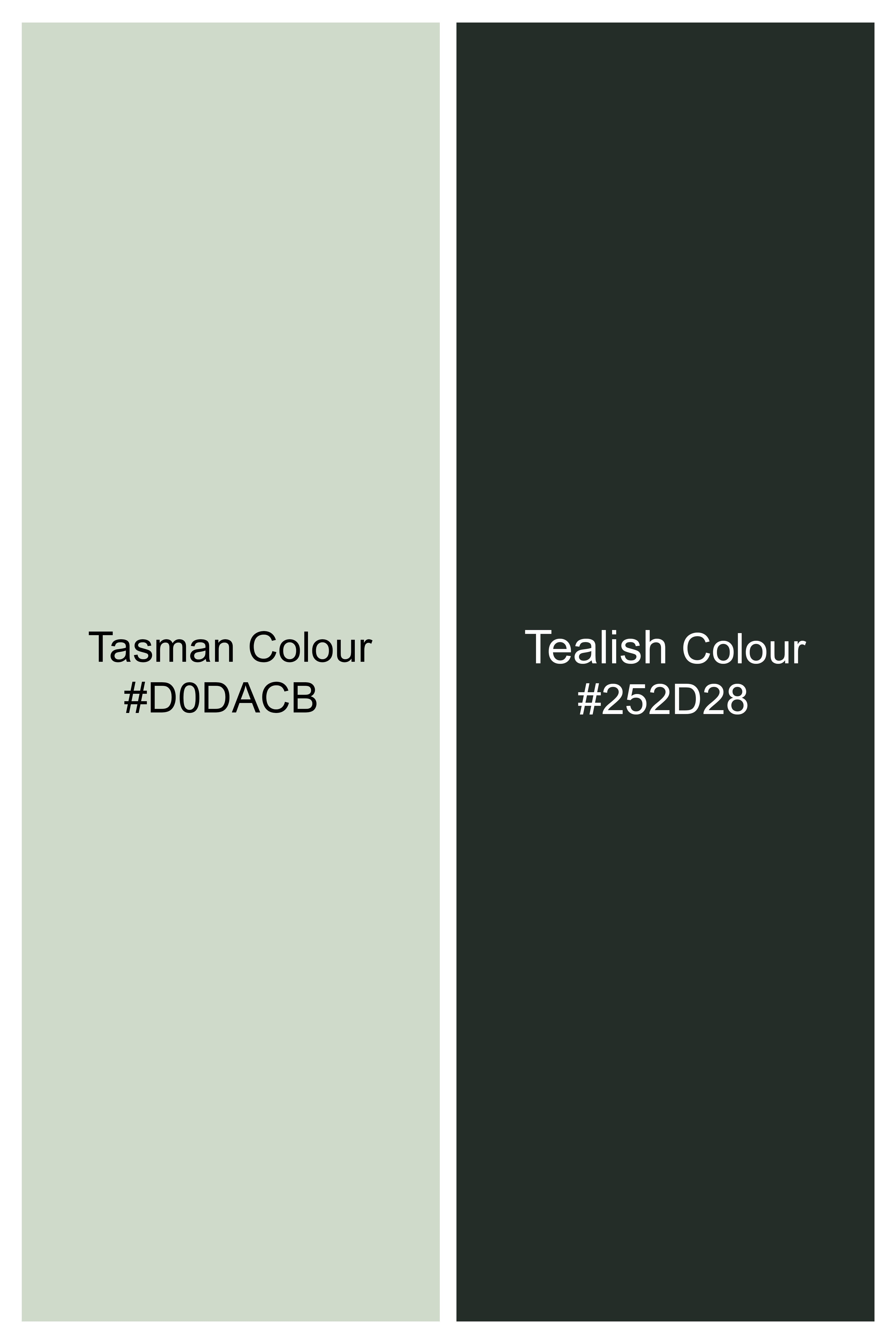 Tasman with Tealish Green Ditsy Printed Super Soft Premium Cotton Shirt