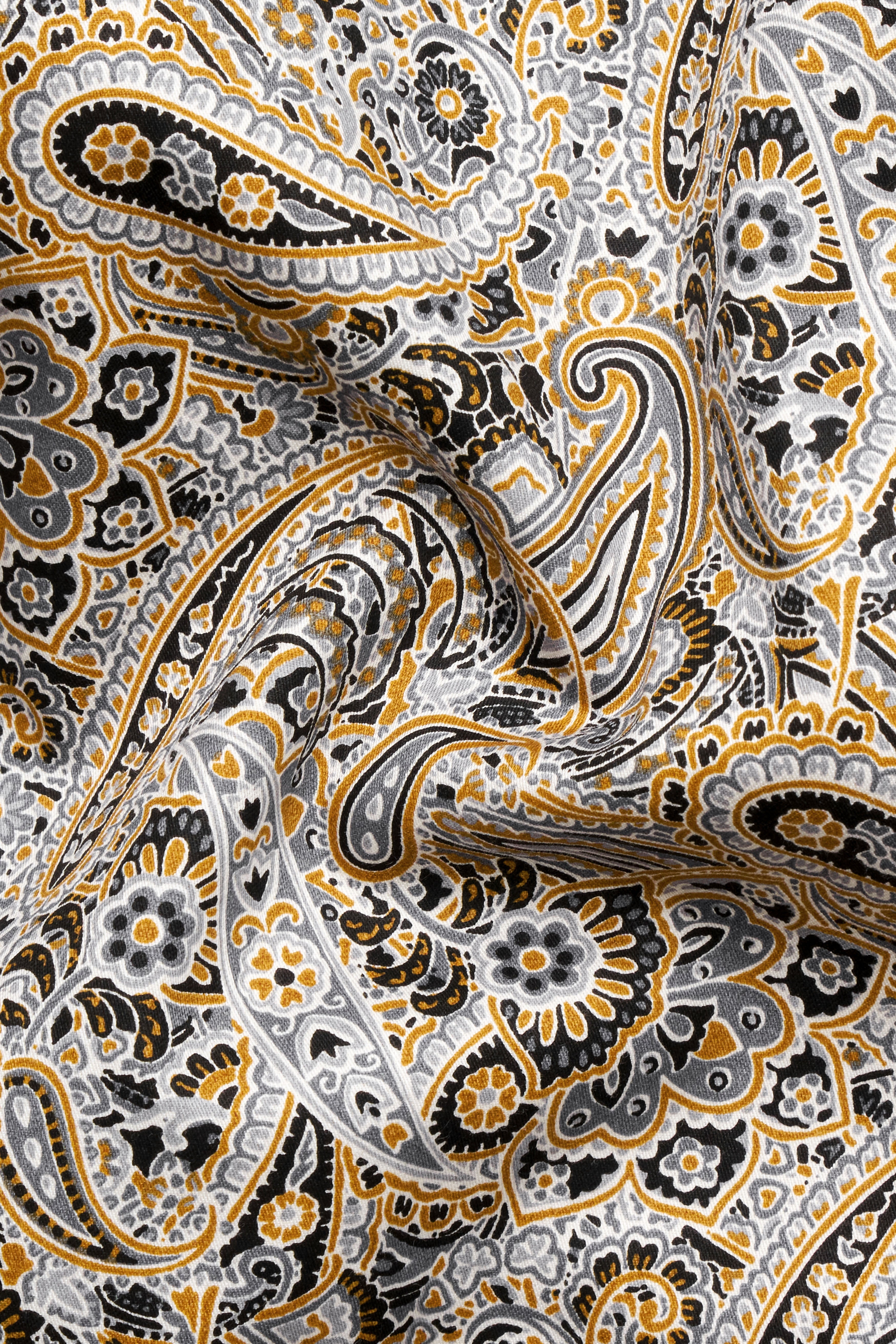 Bourbon Orange with Steel Gray Paisley Printed Super Soft Premium Cotton Shirt