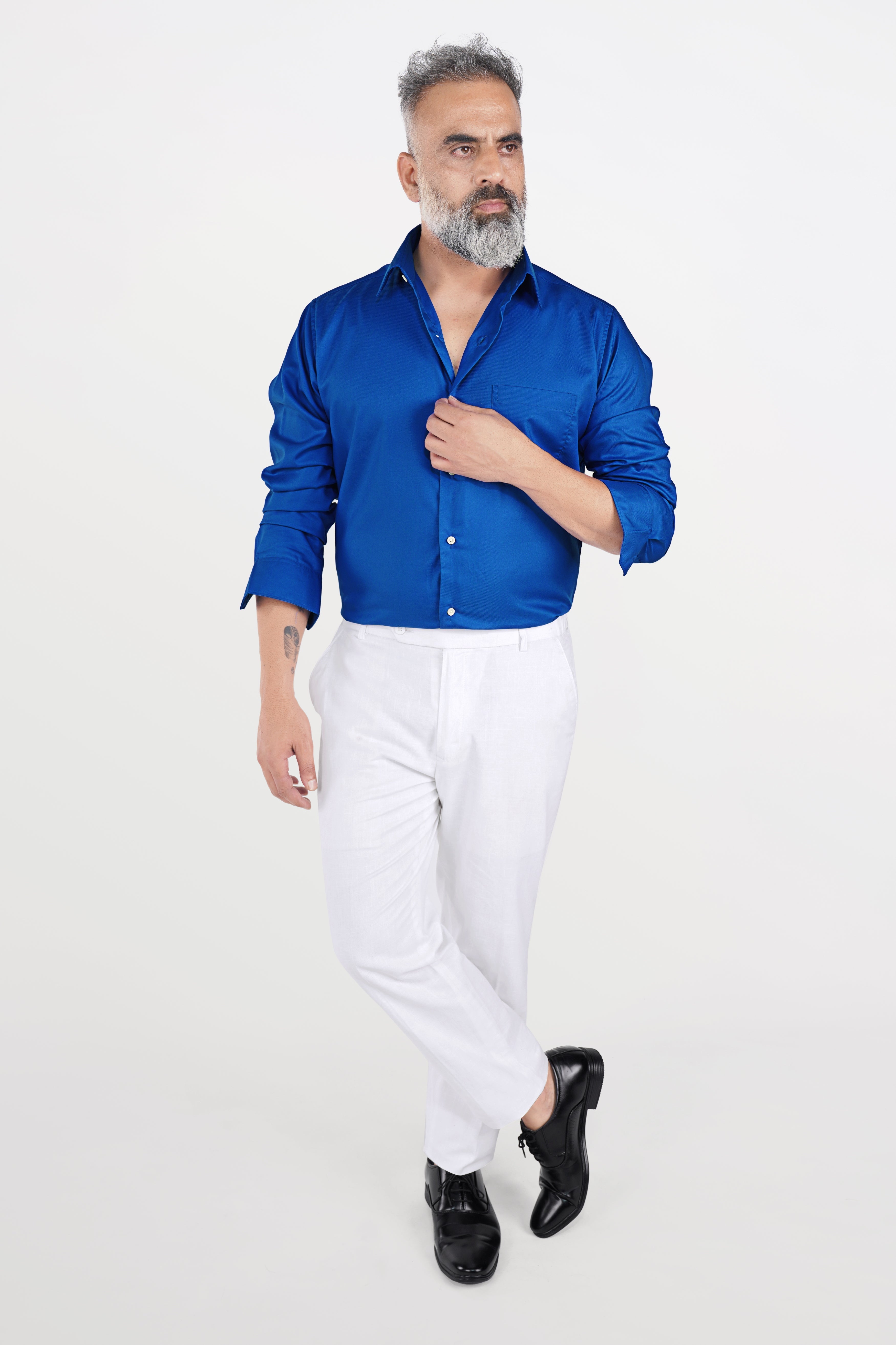 Tory Blue Twill Premium Cotton Shirt