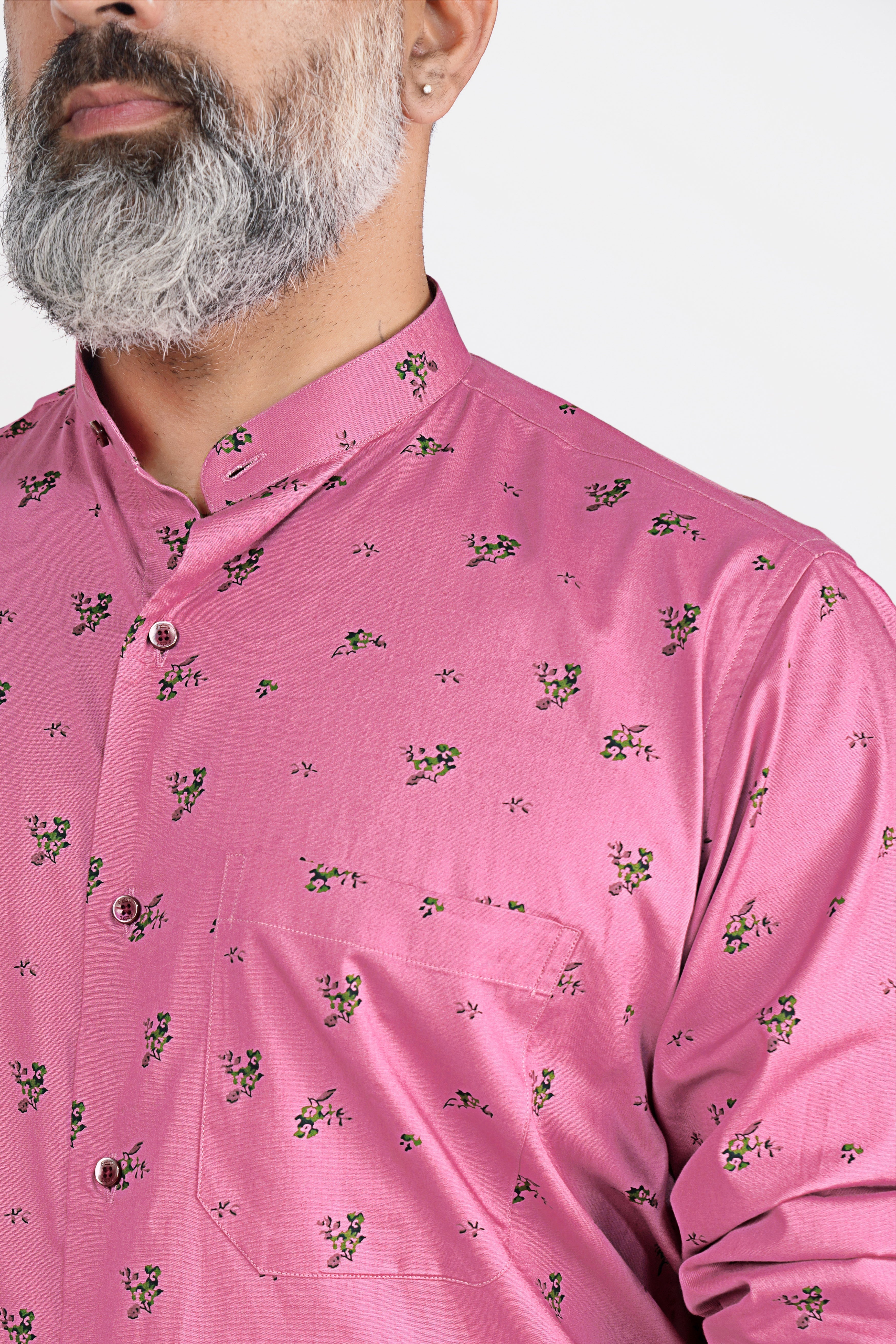 Thulian Pink Floral Printed Royal Oxford Shirt