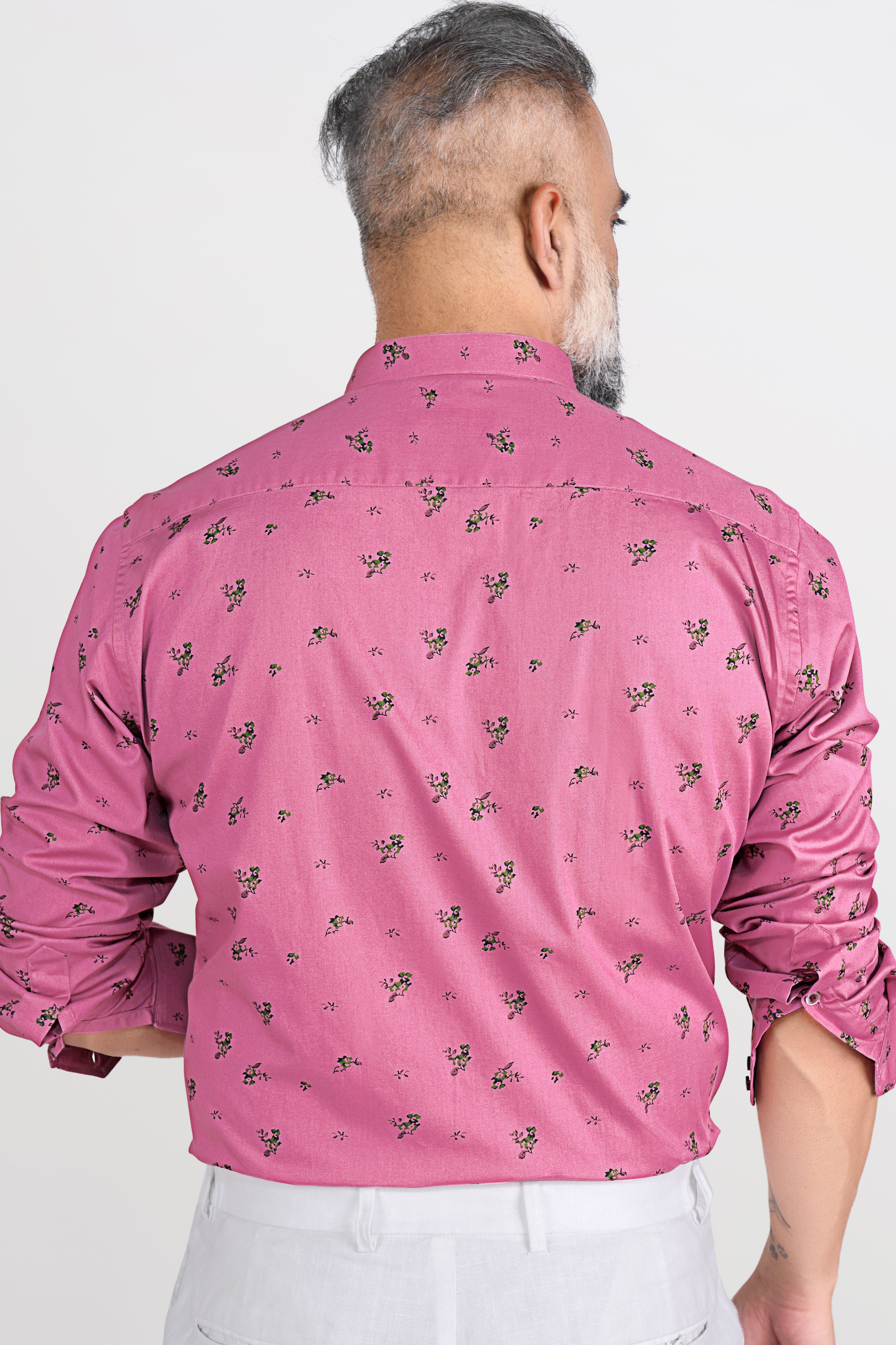 Thulian Pink Floral Printed Royal Oxford Shirt