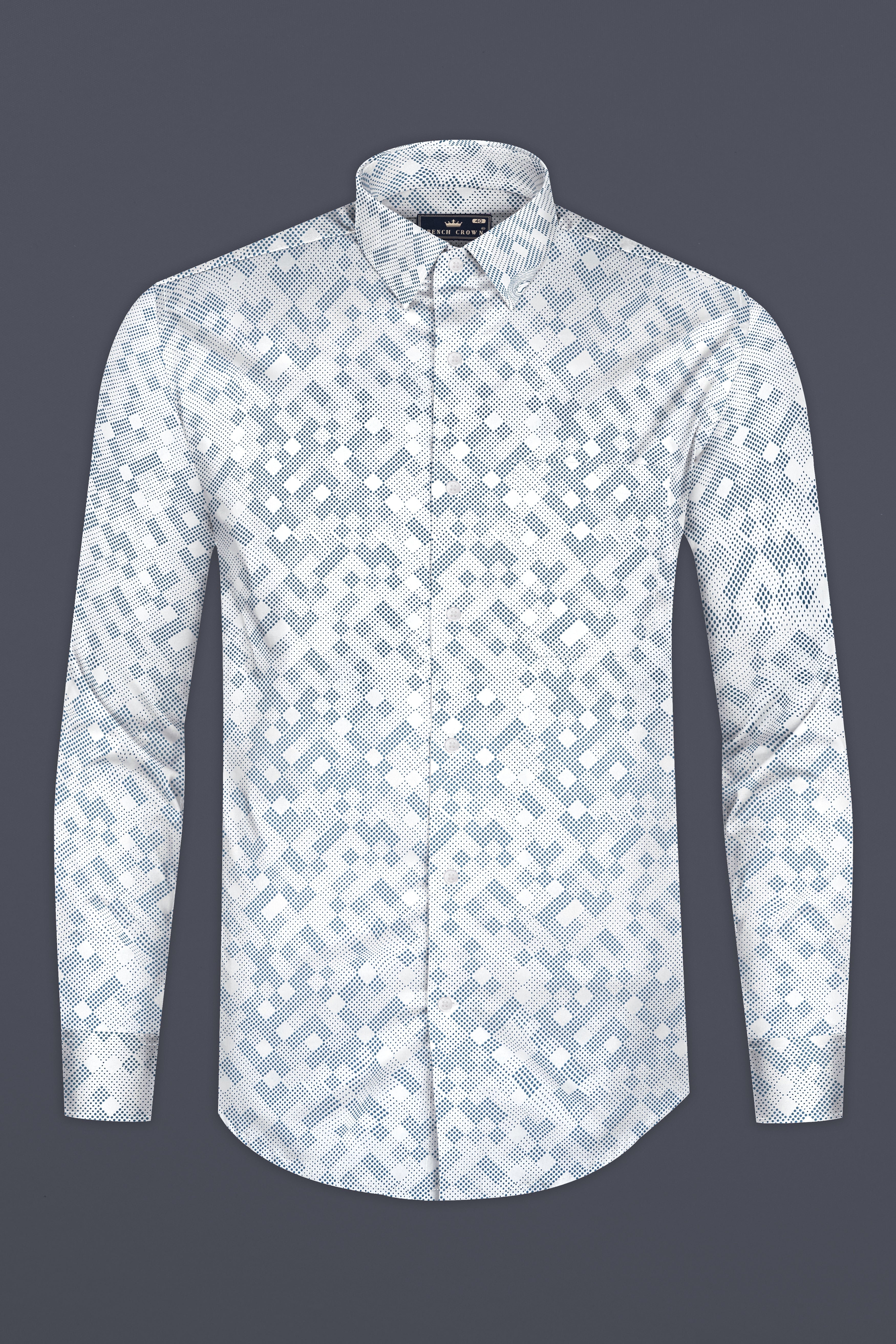 Bright White and Turquoise Blue Super Soft Premium Cotton Shirt