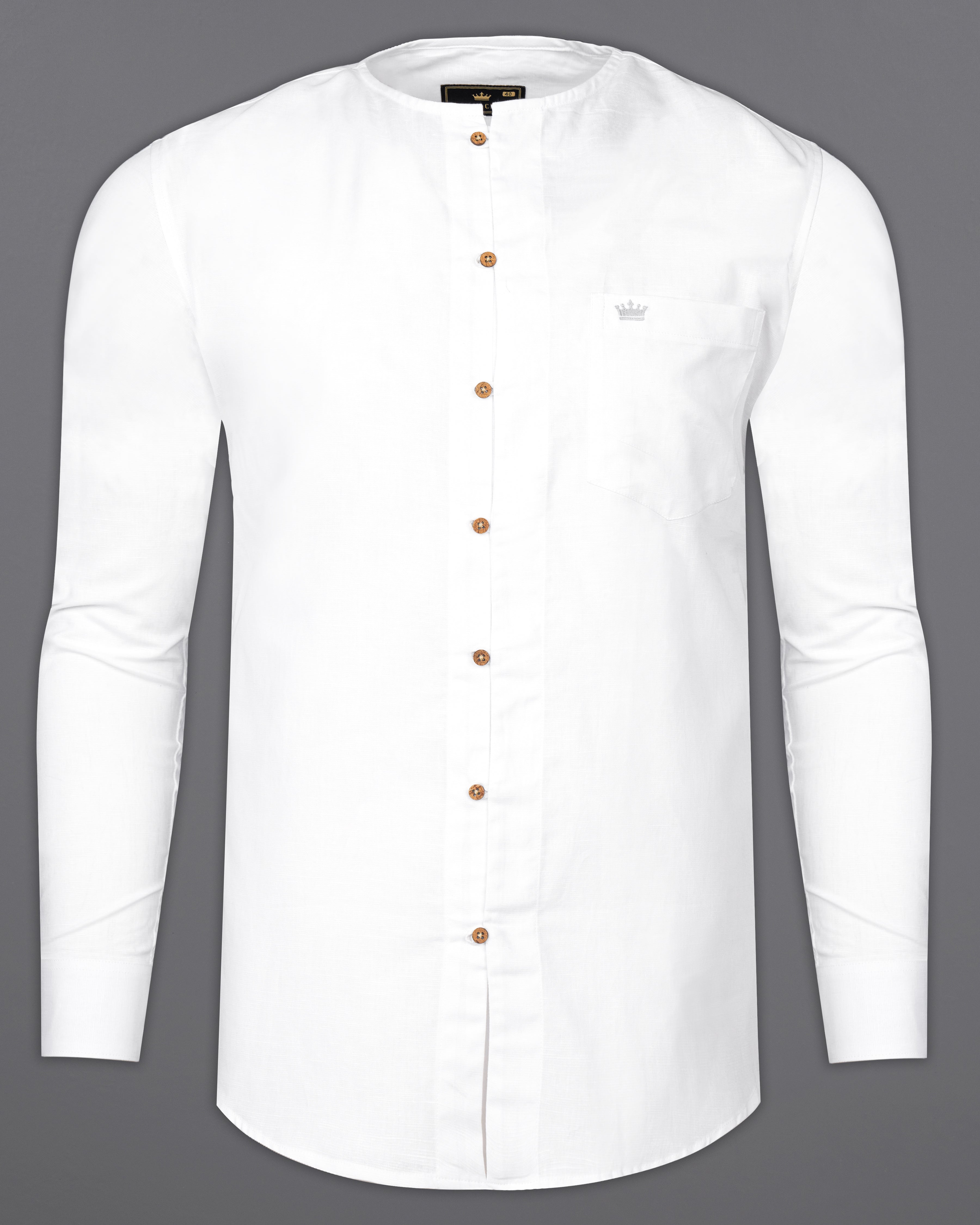 Bright White Collarless Luxurious Linen Shirt 2749WOC-38, 2749WOC-H-38, 2749WOC-39, 2749WOC-H-39, 2749WOC-40, 2749WOC-H-40, 2749WOC-42, 2749WOC-H-42, 2749WOC-44, 2749WOC-H-44, 2749WOC-46, 2749WOC-H-46, 2749WOC-48, 2749WOC-H-48, 2749WOC-50, 2749WOC-H-50, 2749WOC-52, 2749WOC-H-52