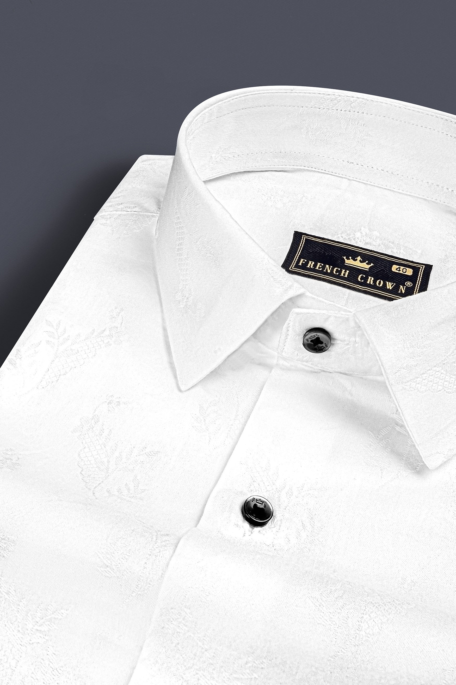 Snow White Jacquard Premium Giza Cotton Shirt