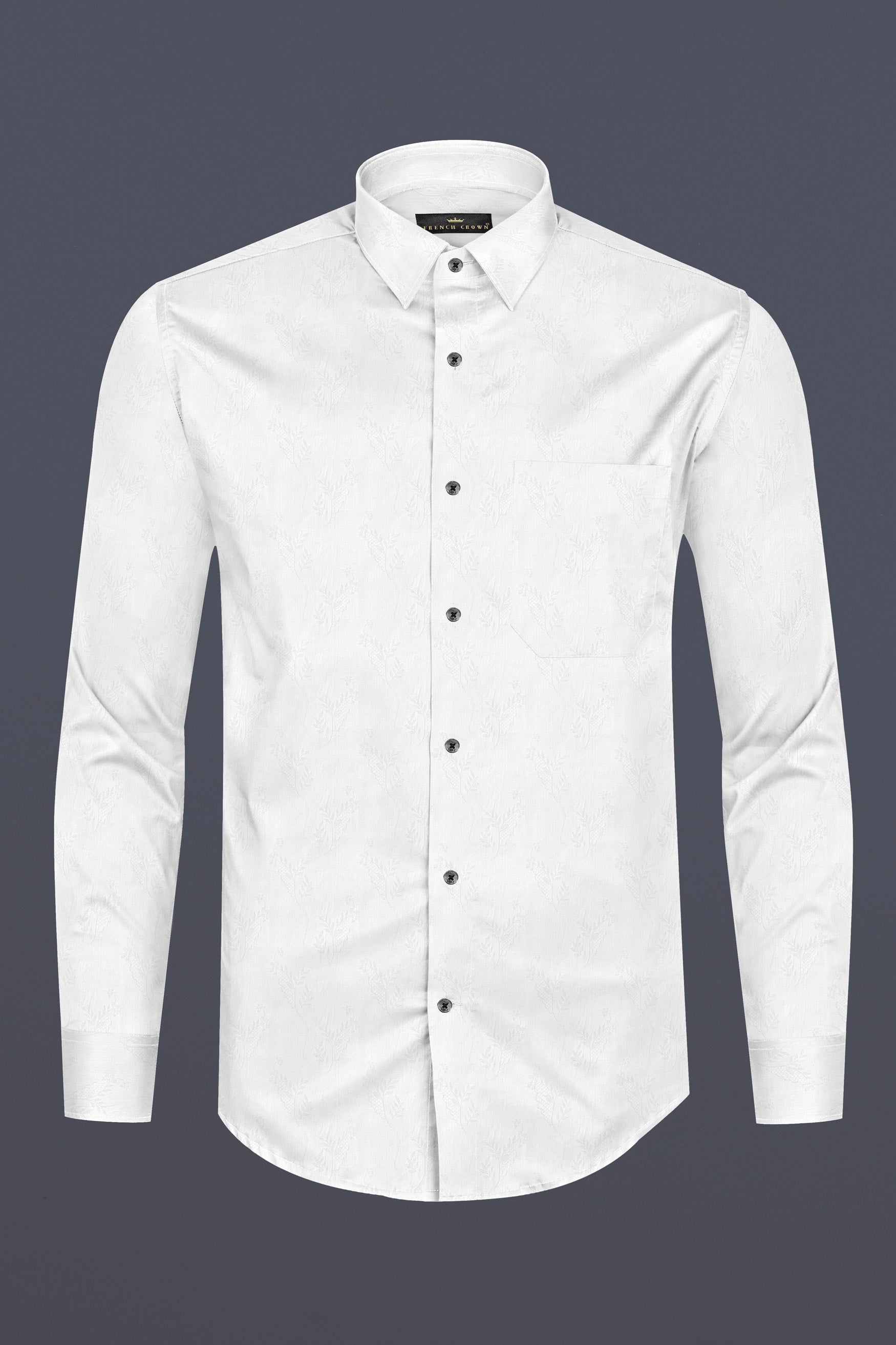 Snow White Jacquard Premium Giza Cotton Shirt