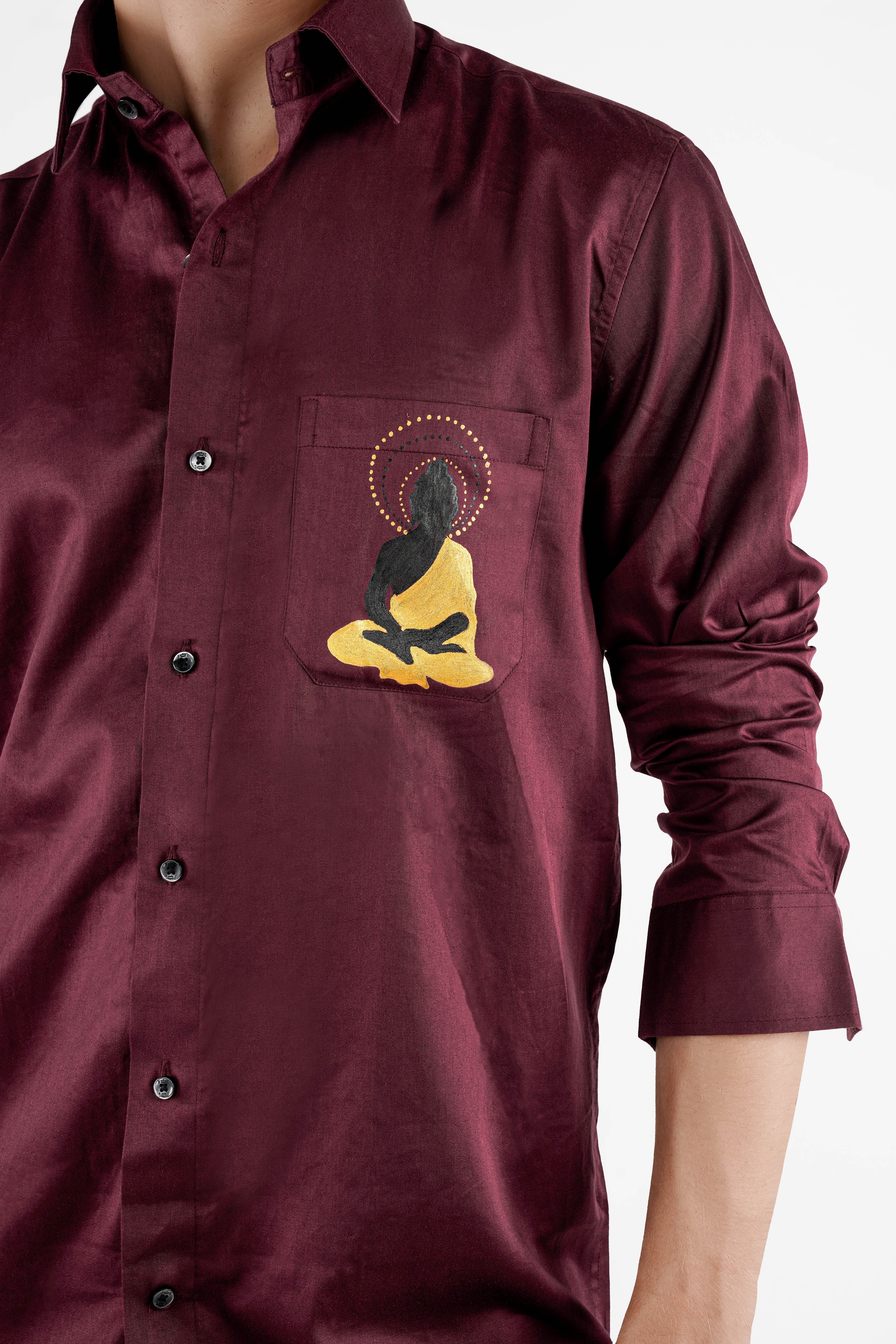 Crater Brown Lord Buddha Hand Painted Super Soft Premium Cotton Designer Shirt