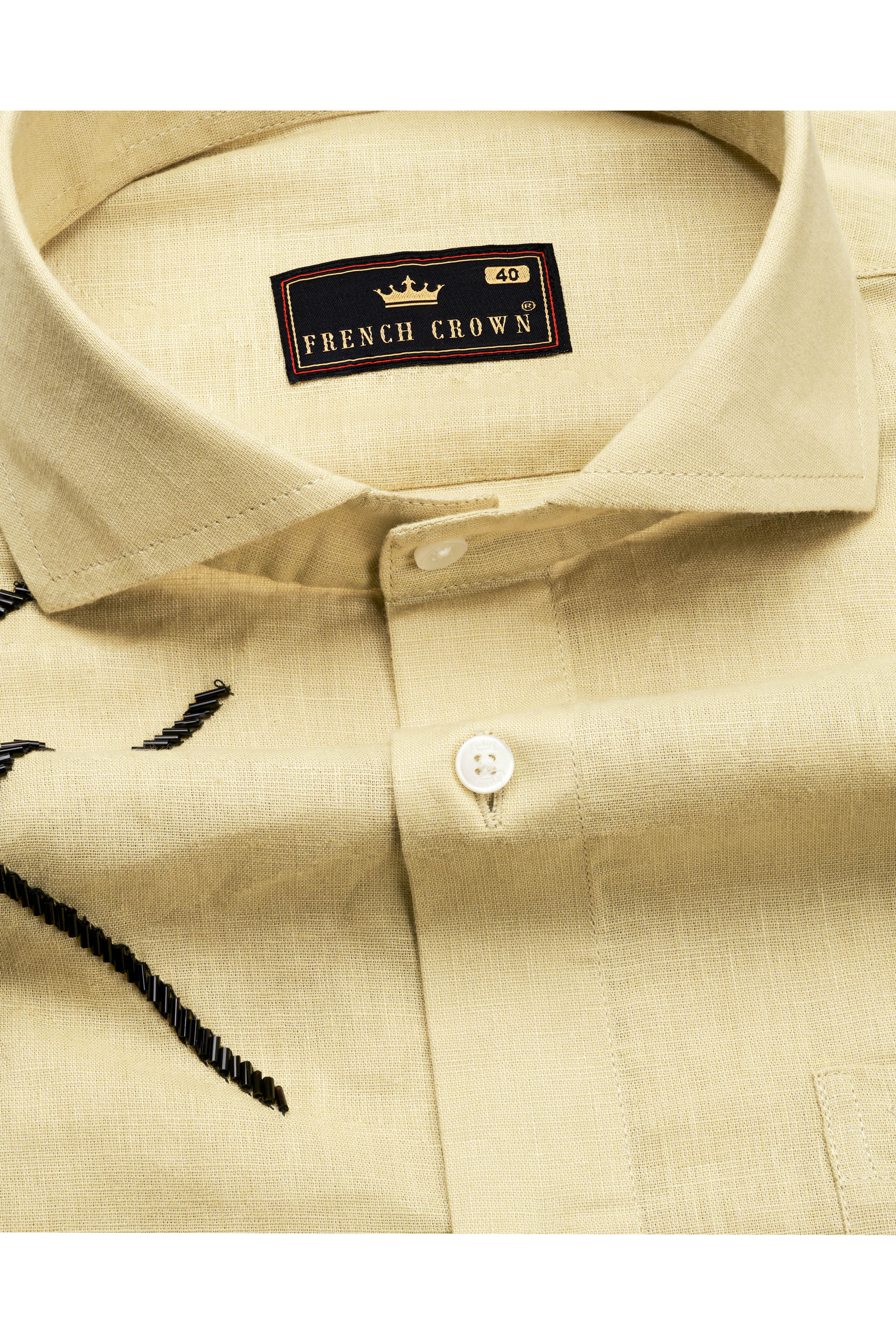 Maize Brown Embroidered Luxurious Linen Designer Shirt