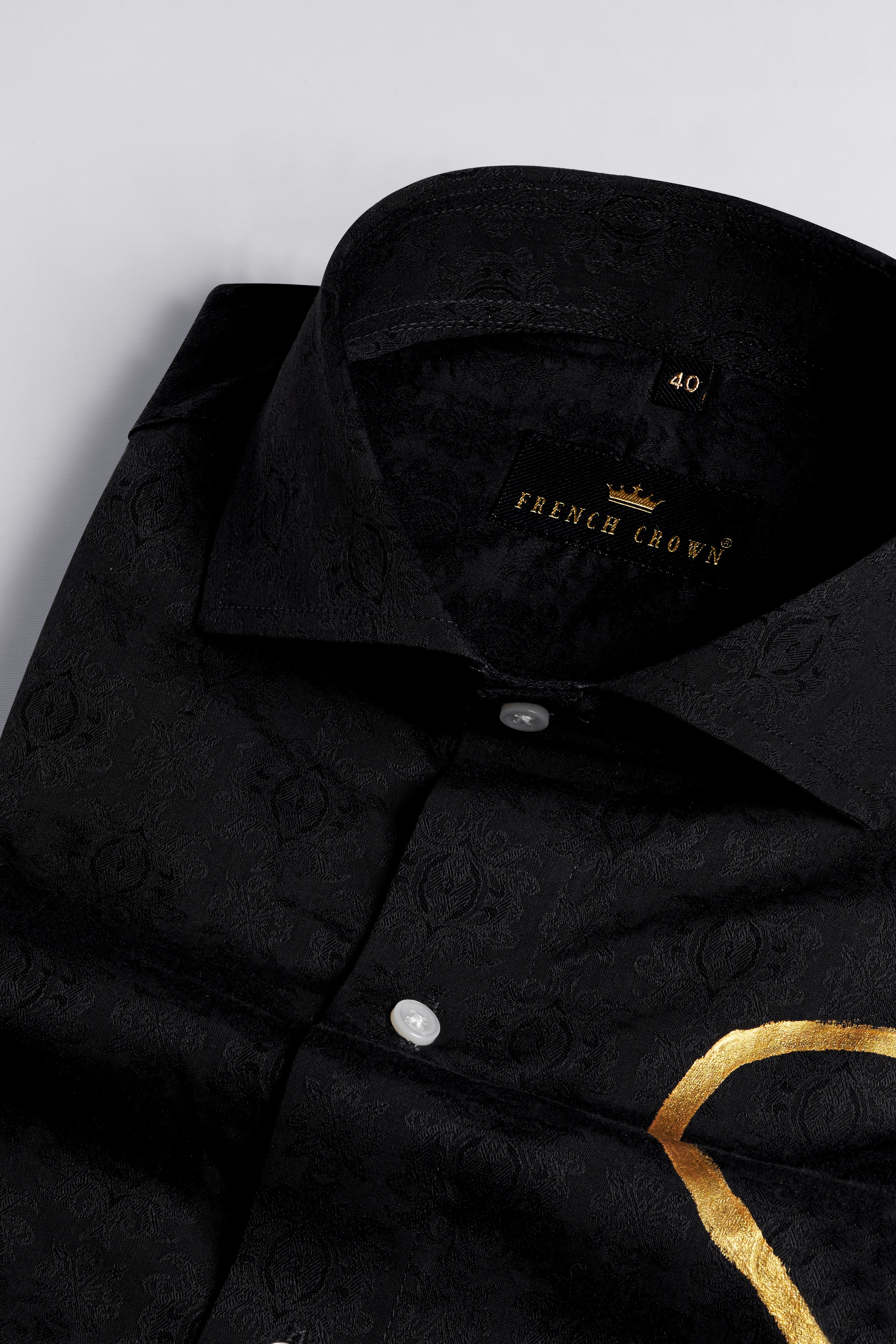 Jade Black Hand Painted Jacquard Textured Premium Giza Cotton Designer Shirt