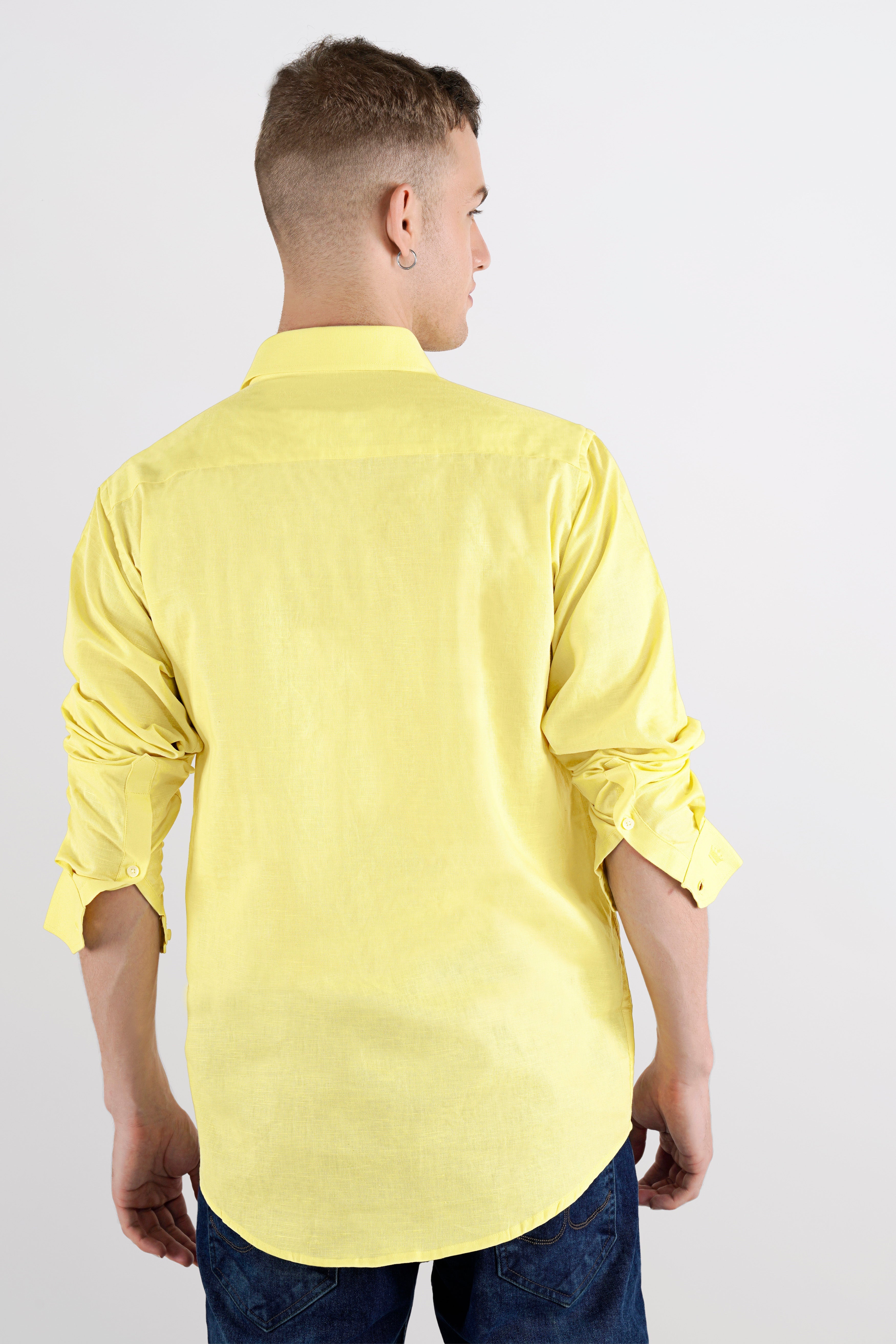 Picasso Yellow Hand Painted Luxurious Linen Shirt