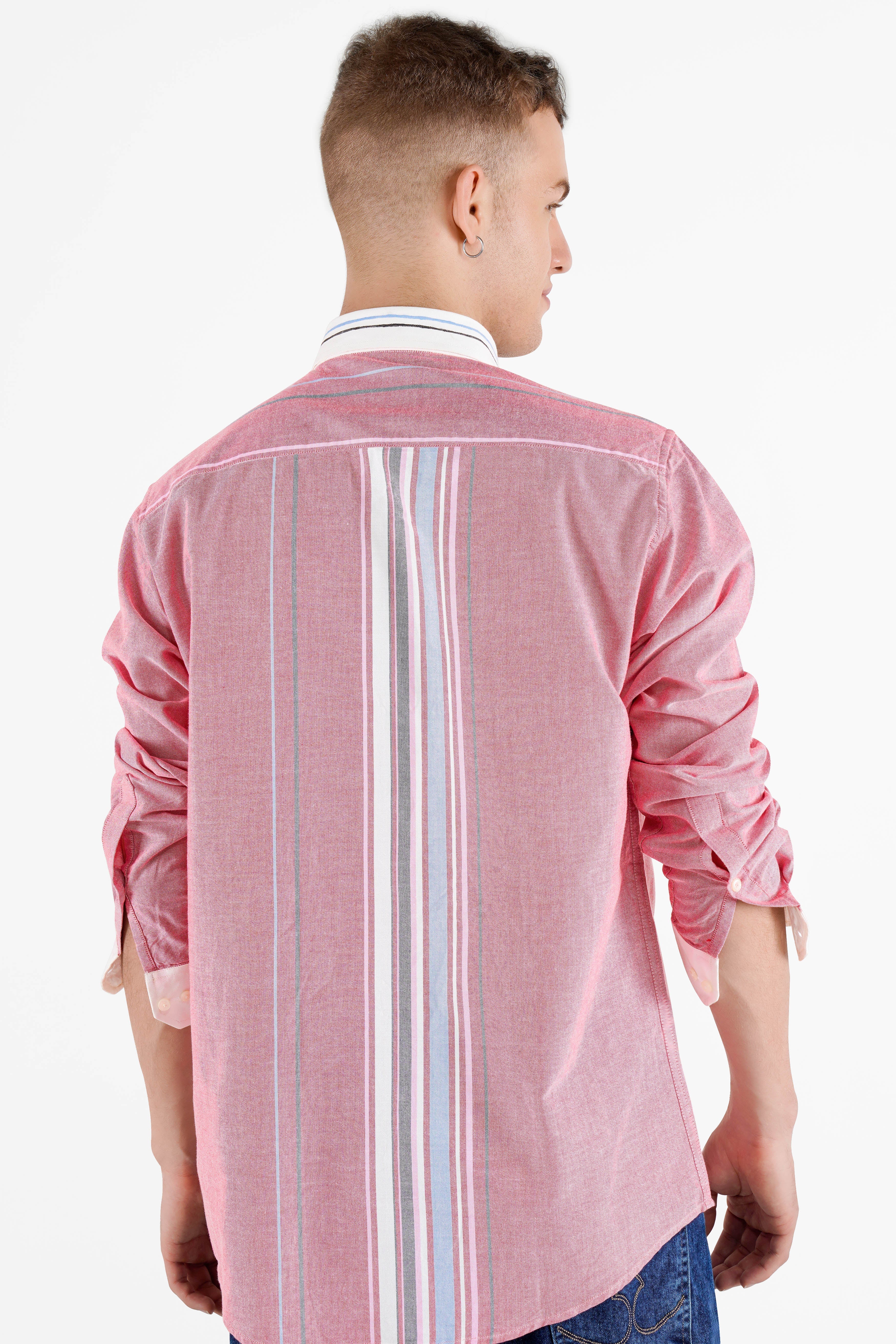 Wewak Pink Striped with Hand Painted Royal Oxford Designer Shirt