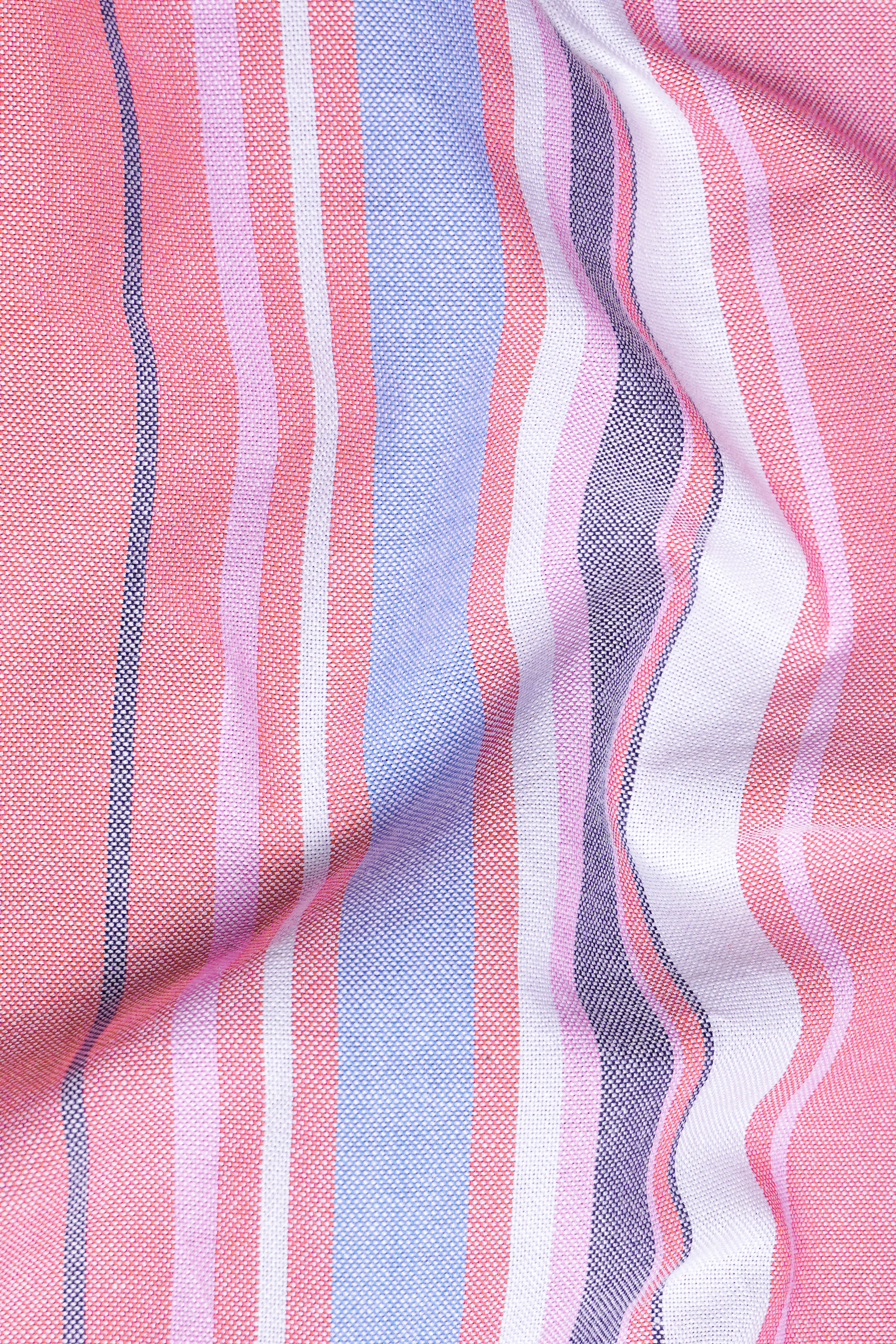 Wewak Pink Striped with Hand Painted Royal Oxford Designer Shirt