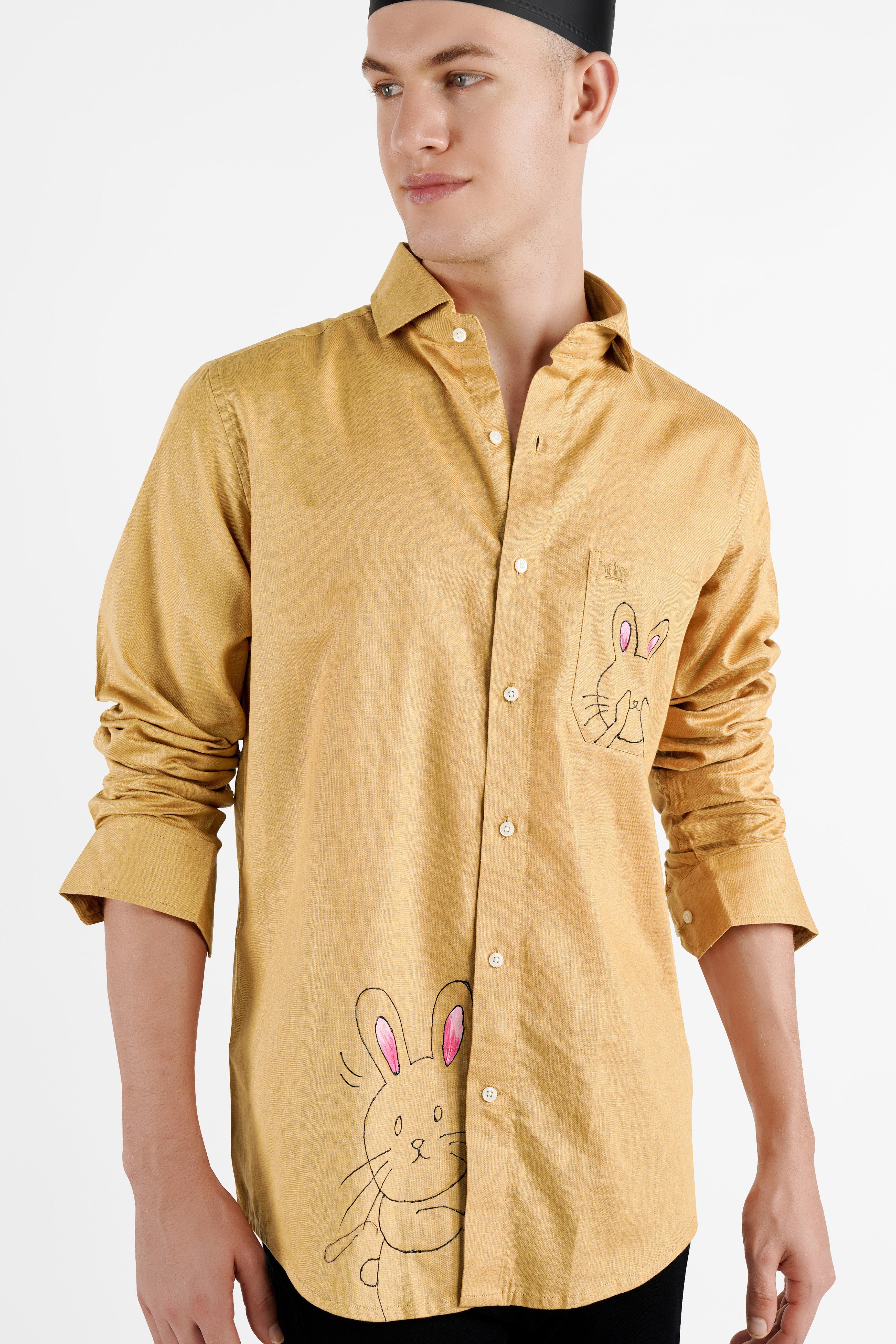 Tumbleweed Brown Rabbit Hand Painted Luxurious Linen Designer Shirt 5874-CA-ART-38, 5874-CA-ART-H-38, 5874-CA-ART-39, 5874-CA-ART-H-39, 5874-CA-ART-40, 5874-CA-ART-H-40, 5874-CA-ART-42, 5874-CA-ART-H-42, 5874-CA-ART-44, 5874-CA-ART-H-44, 5874-CA-ART-46, 5874-CA-ART-H-46, 5874-CA-ART-48, 5874-CA-ART-H-48, 5874-CA-ART-50, 5874-CA-ART-H-50, 5874-CA-ART-52, 5874-CA-ART-H-52