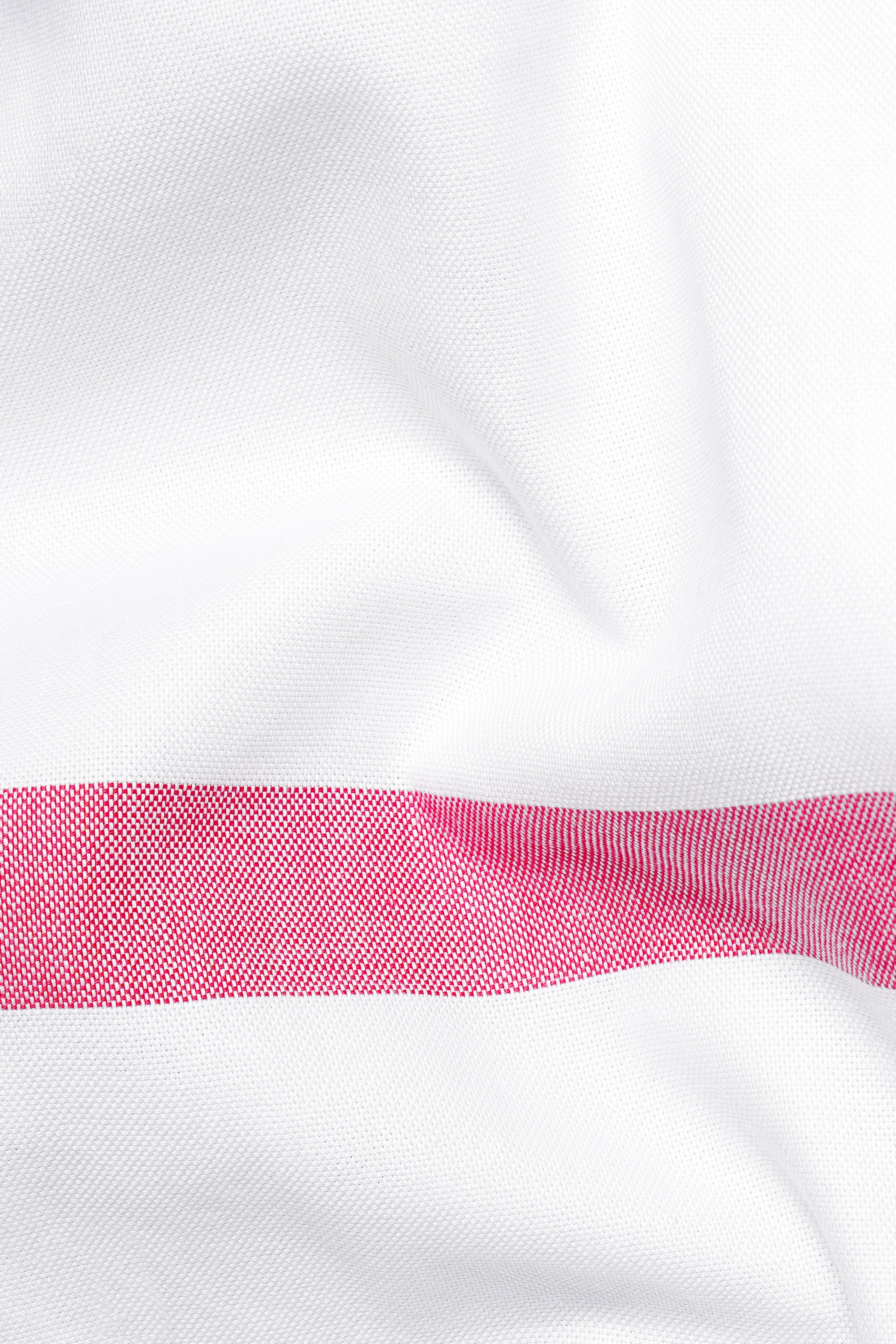 Bright White with Carnberry Pink and Heather Blue Striped Hand Painted Royal Oxford Designer Shirt