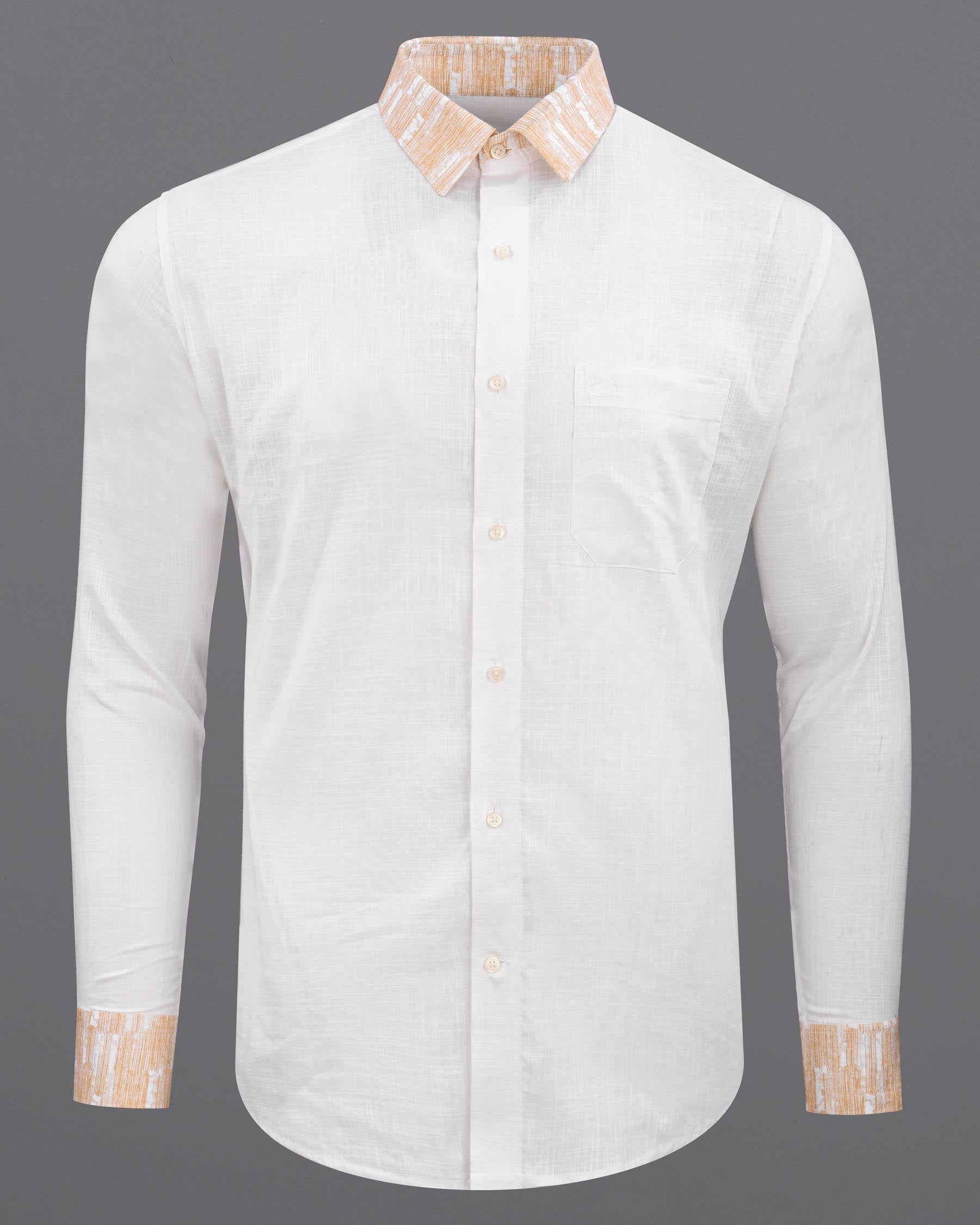 Bright White with orange cuff-collar Luxurious Linen Shirt 5957-38, 5957-H-38, 5957-39, 5957-H-39, 5957-40, 5957-H-40, 5957-42, 5957-H-42, 5957-44, 5957-H-44, 5957-46, 5957-H-46, 5957-48, 5957-H-48, 5957-50, 5957-H-50, 5957-52, 5957-H-52