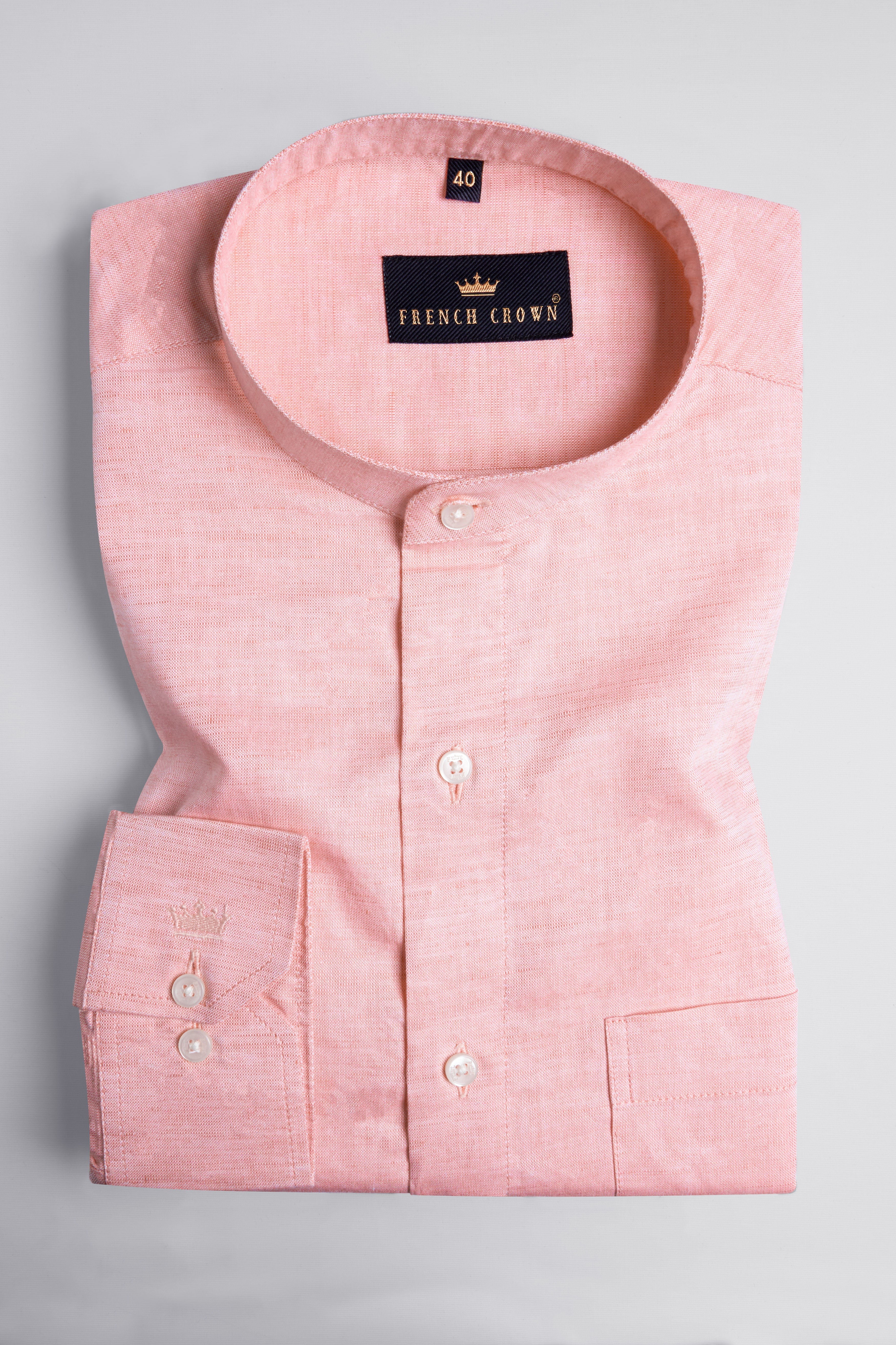 Kawaii Pink Hand Painted Luxurious Linen Designer Shirt