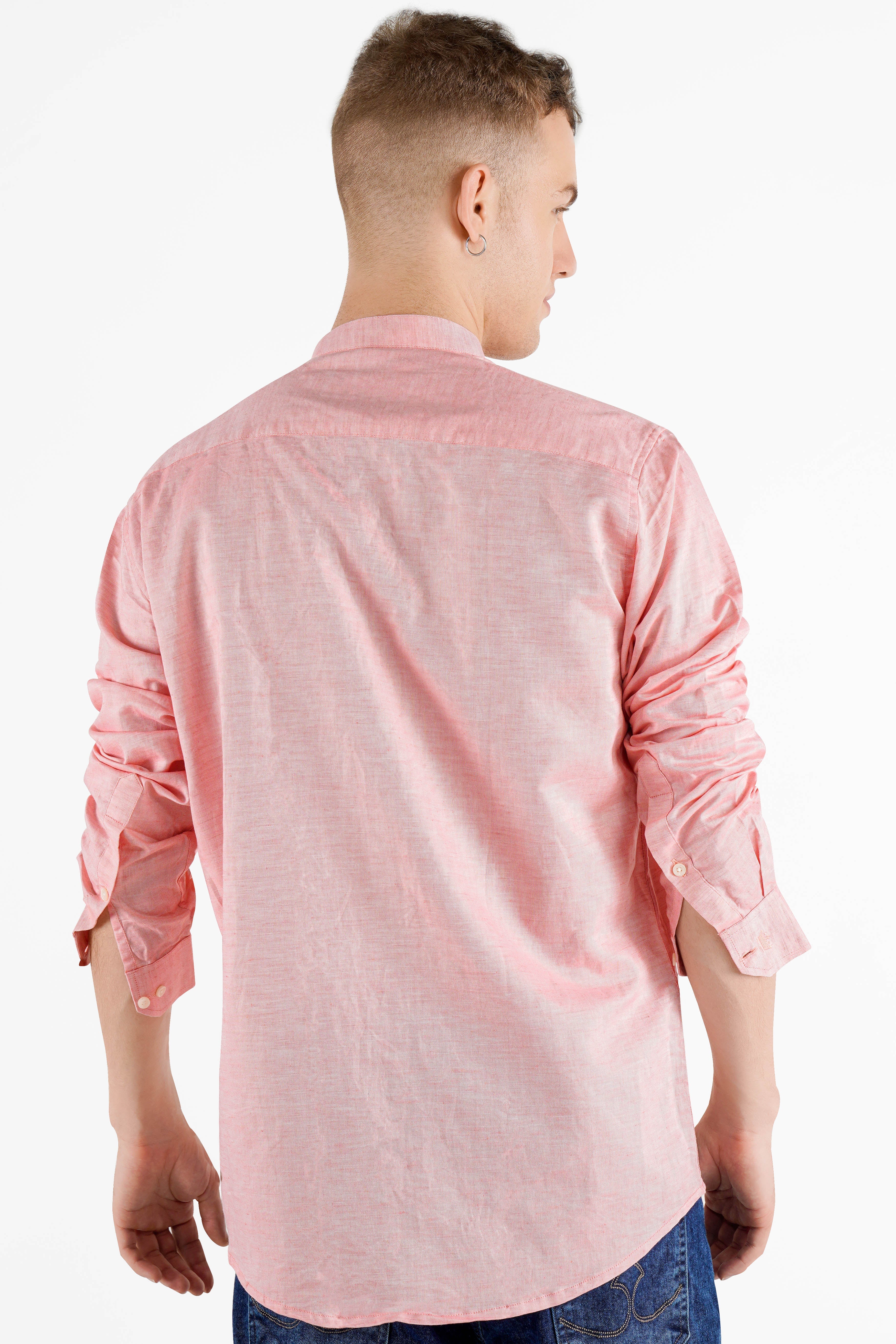 Kawaii Pink Hand Painted Luxurious Linen Designer Shirt