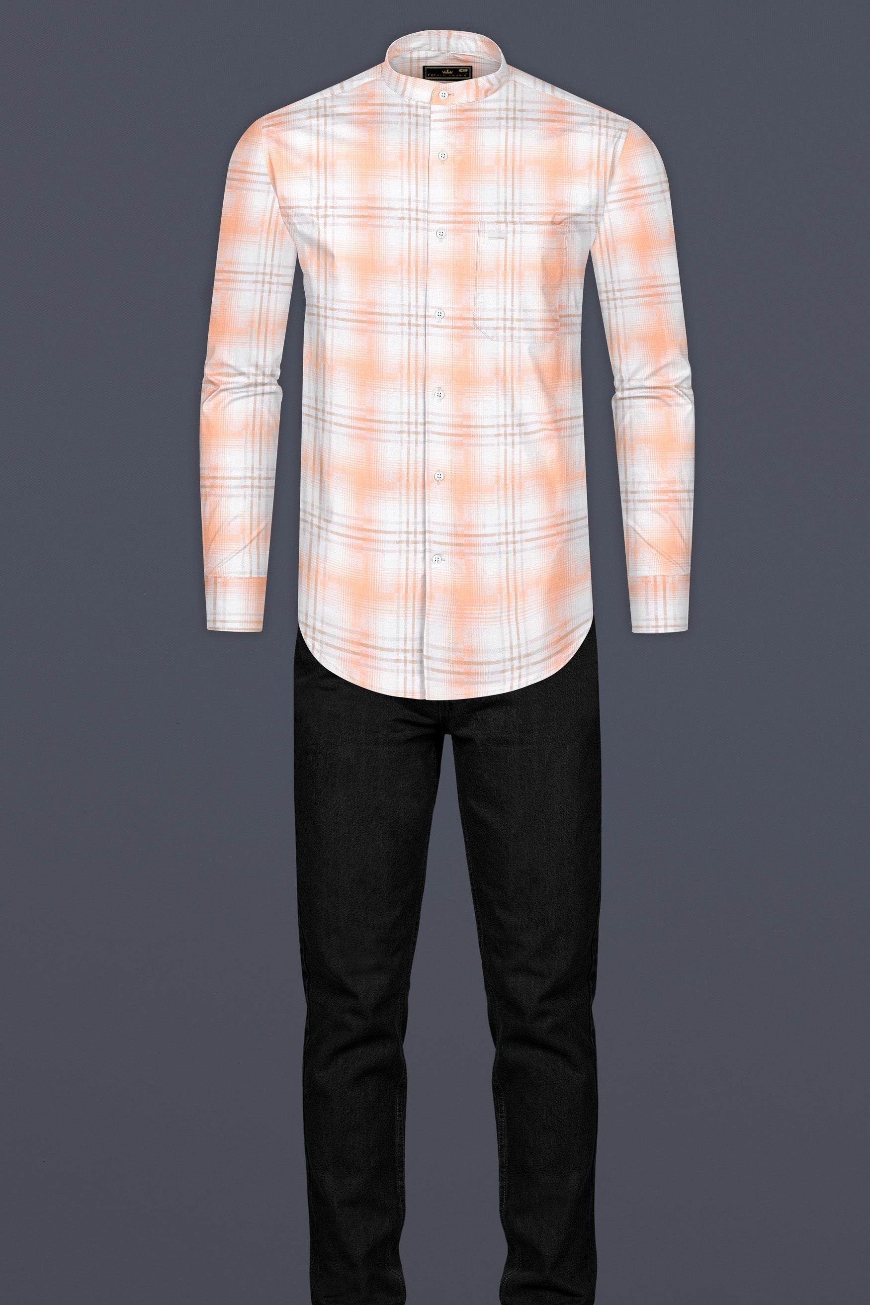 Bright White with Tacao Twill Plaid Premium Cotton Shirt