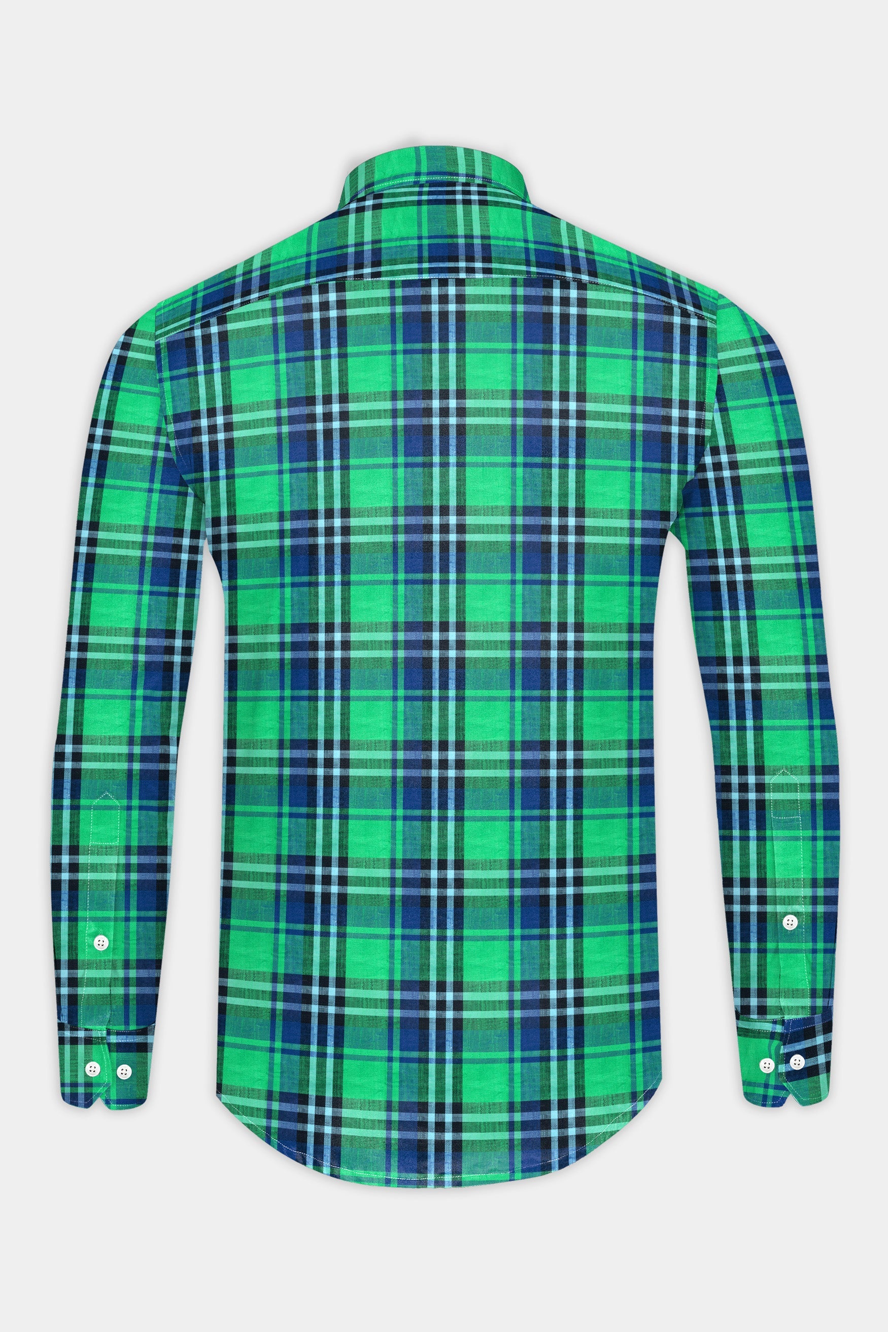 Shamrock Green with Victoria Blue Plaid Luxurious Linen Shirt