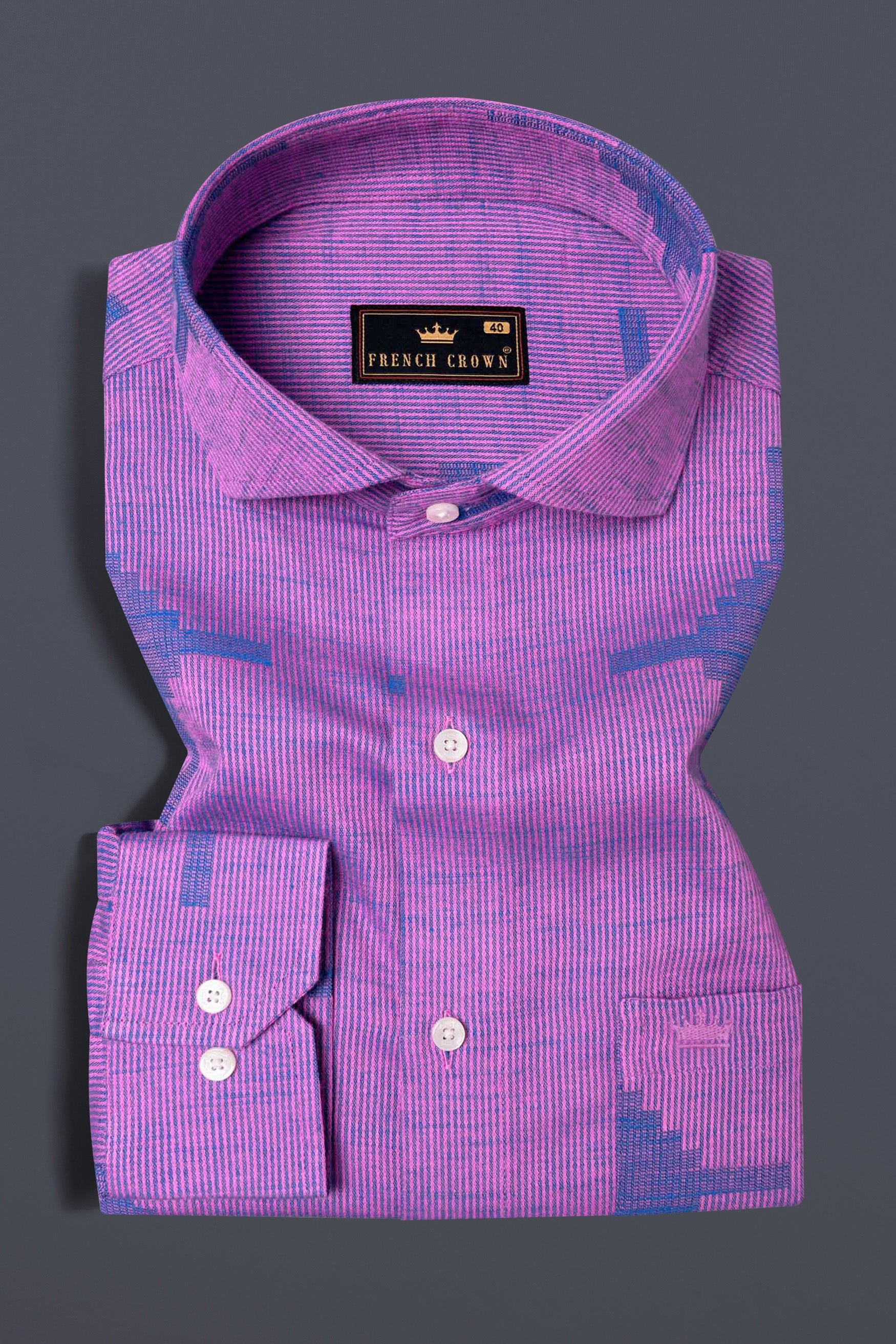 Hop Bush Pink Dobby Textured Premium Giza Cotton Shirt