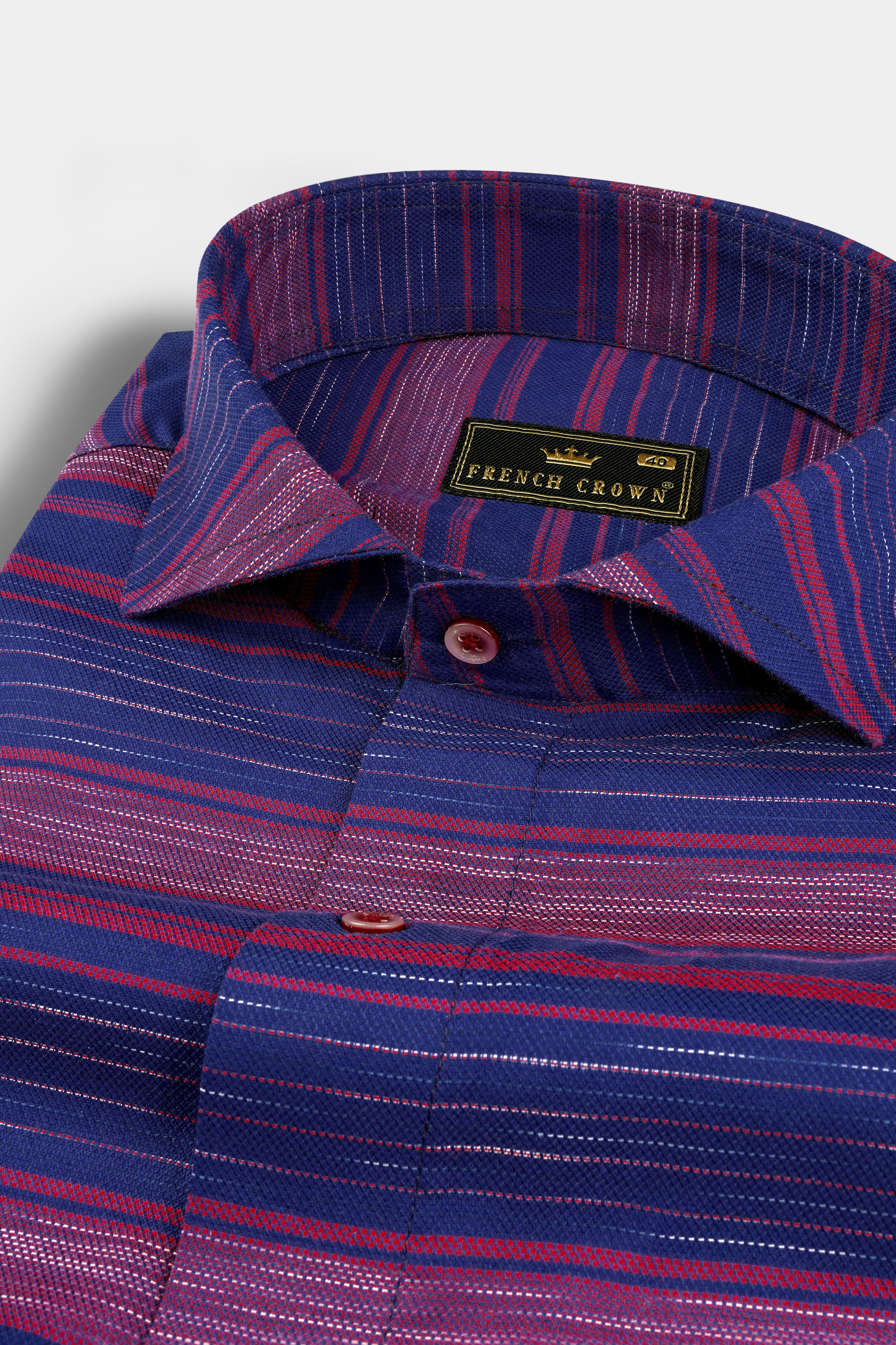 Jacarta Blue Striped Dobby Textured Premium Giza Cotton Shirt