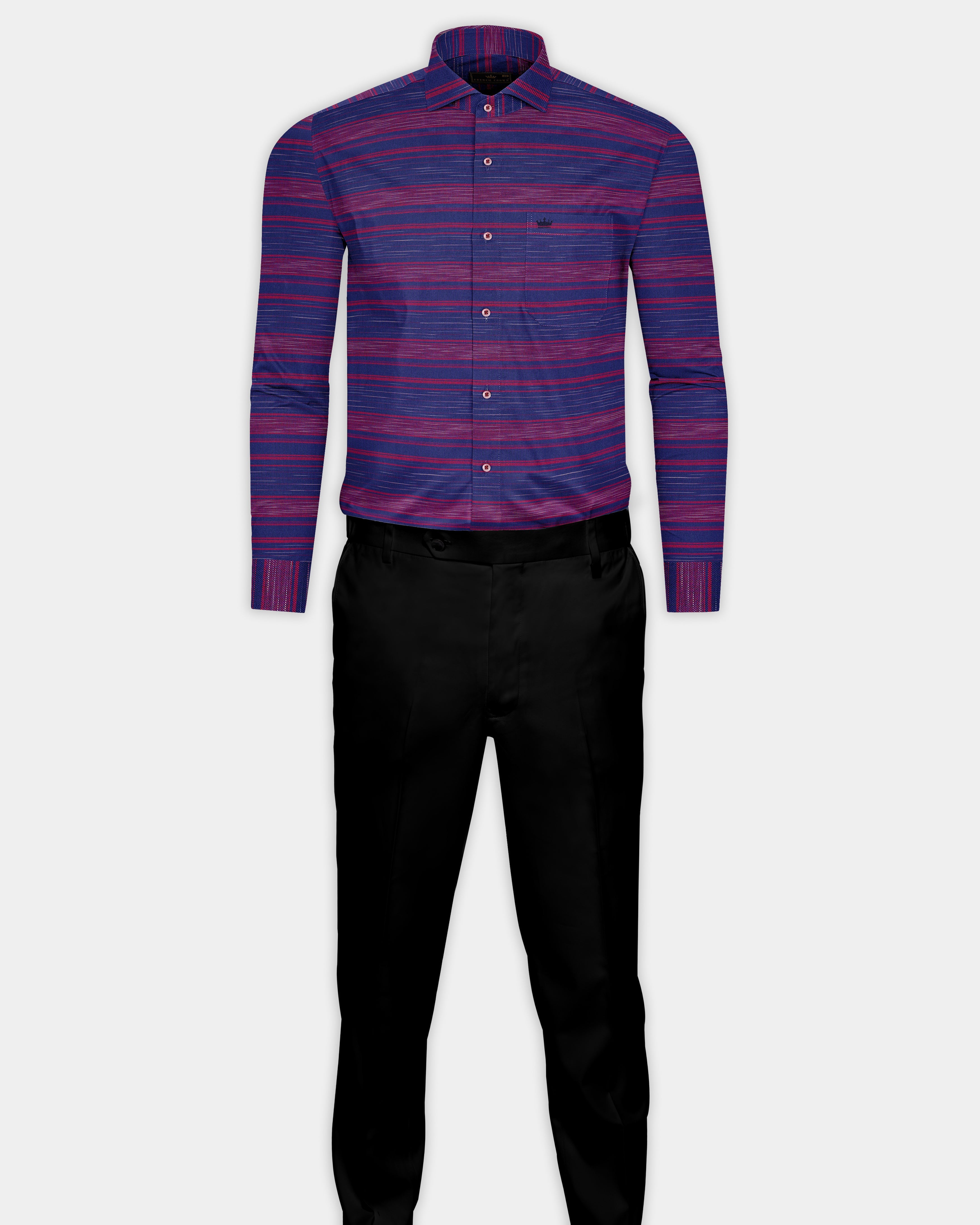 Jacarta Blue Striped Dobby Textured Premium Giza Cotton Shirt