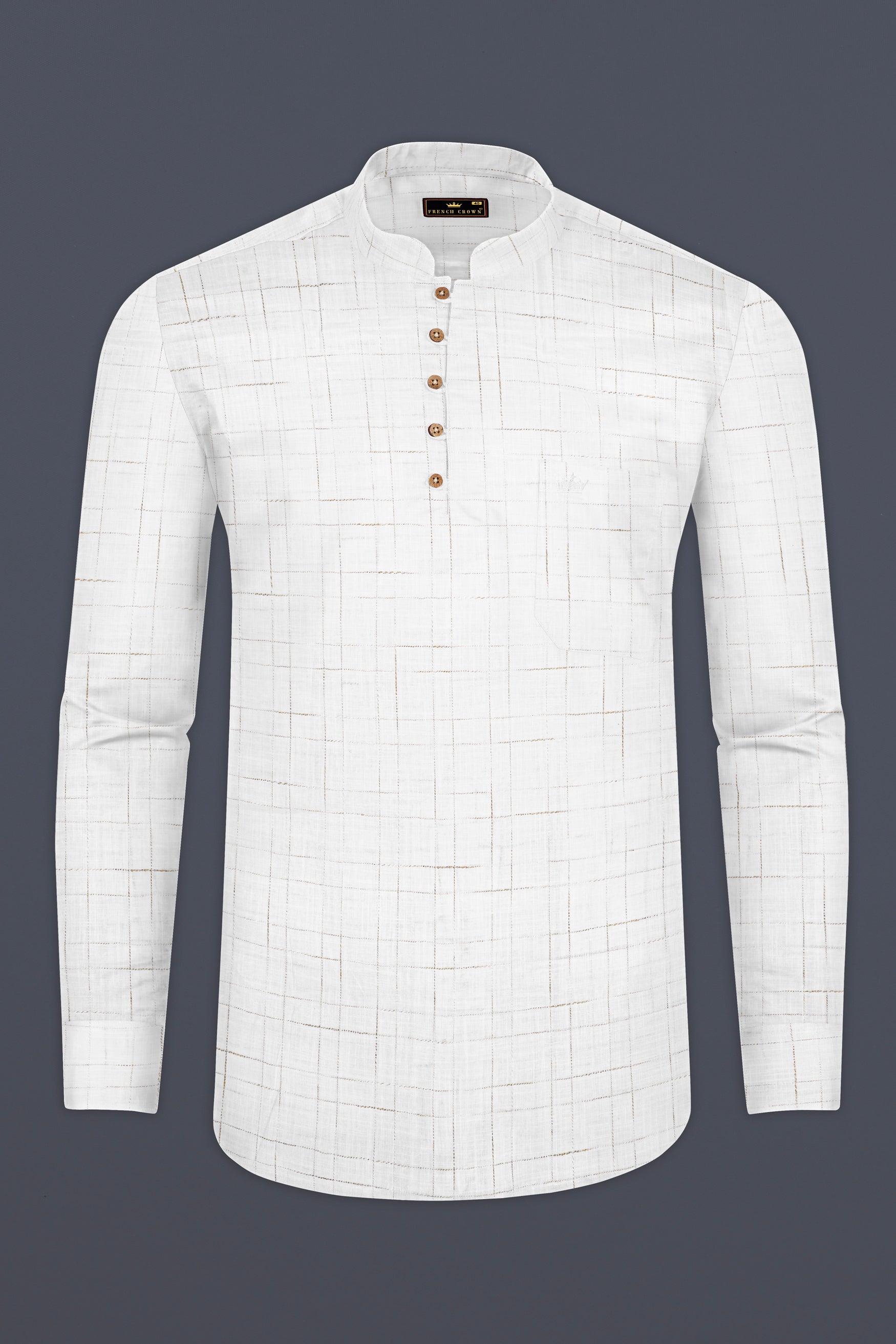 Bright White  Luxurious Linen Kurta Shirt