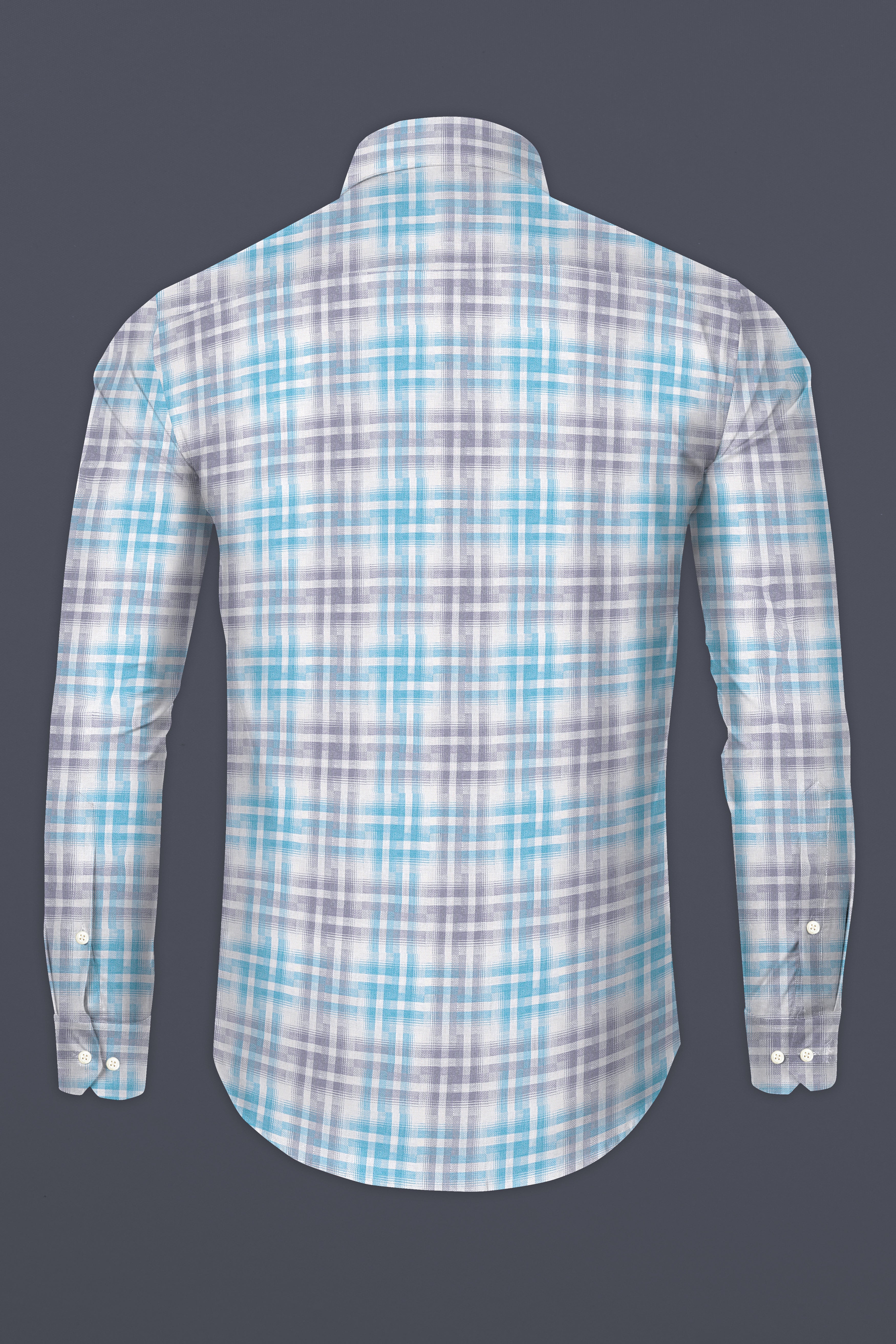 Manatee Gray with Glacier Blue Twill Plaid Premium Cotton Shirt