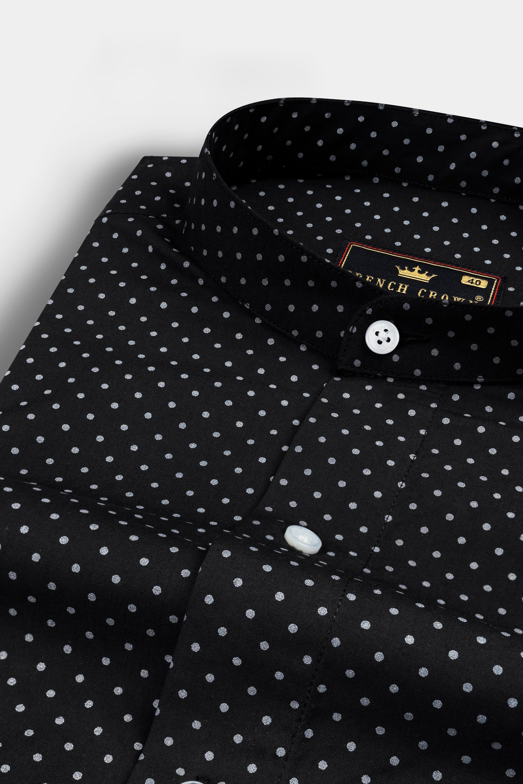 Jade Black Twill Polka Dotted Premium Cotton Shirt