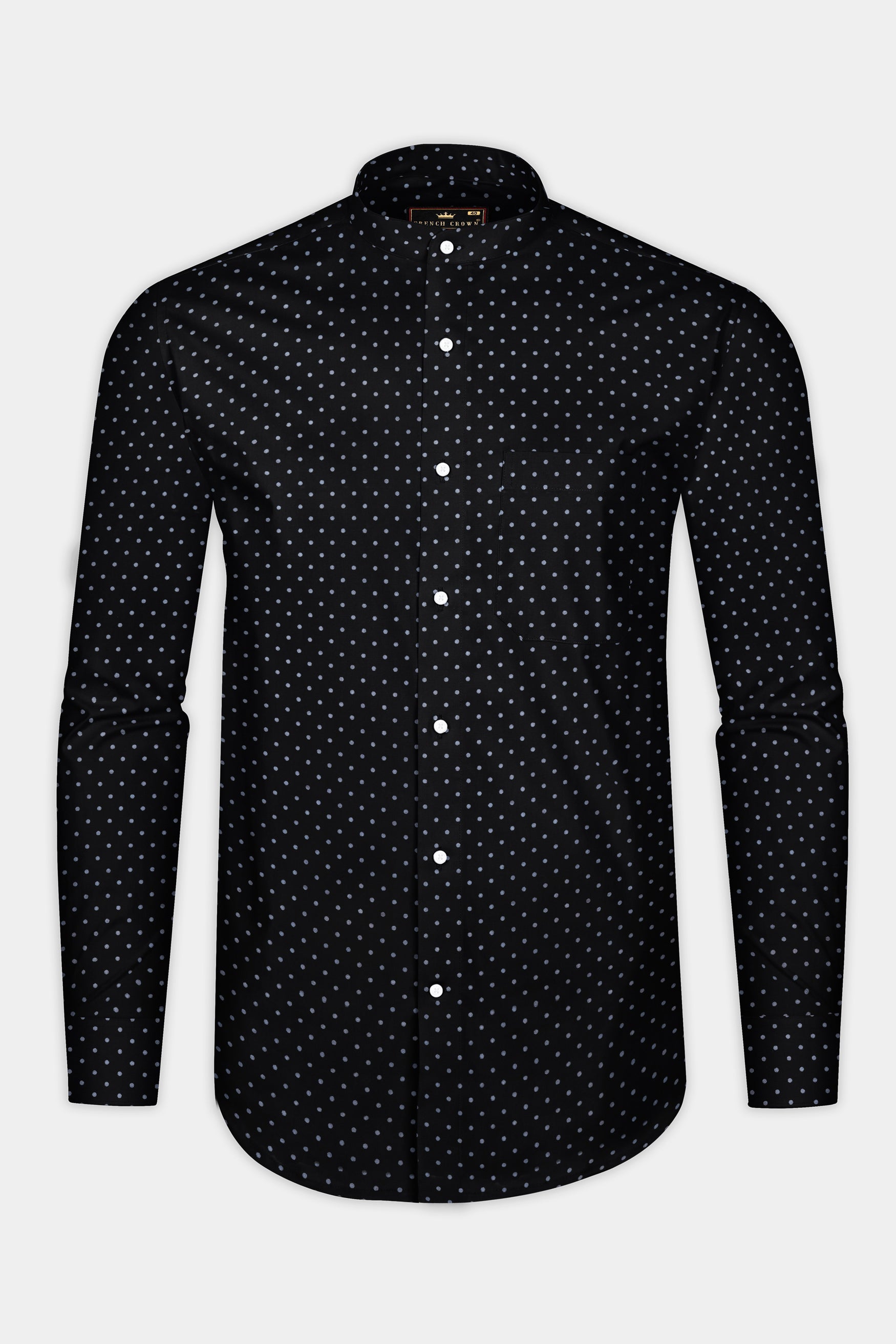 Jade Black Twill Polka Dotted Premium Cotton Shirt