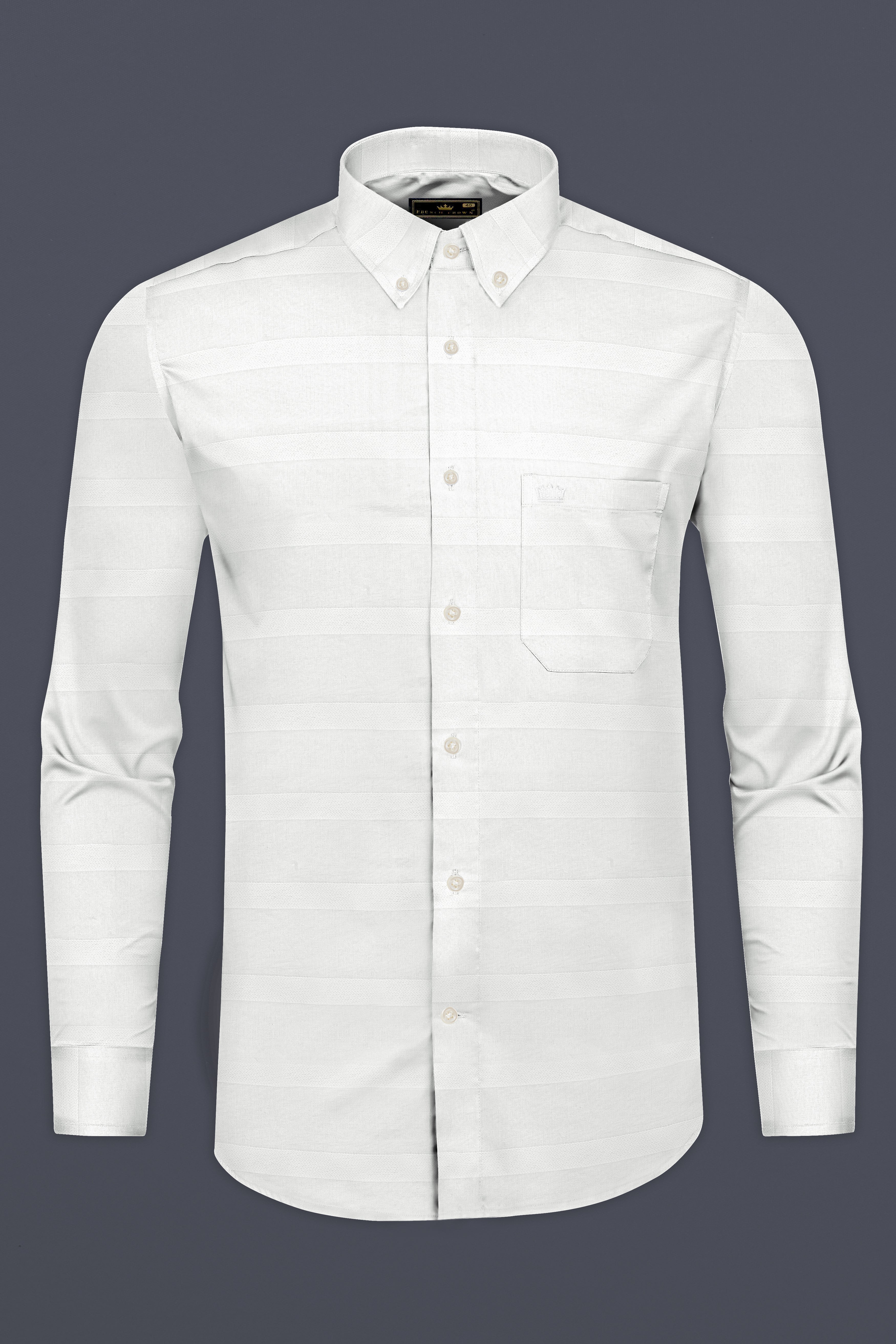 Bright White Dobby Textured Premium Giza Cotton Shirt