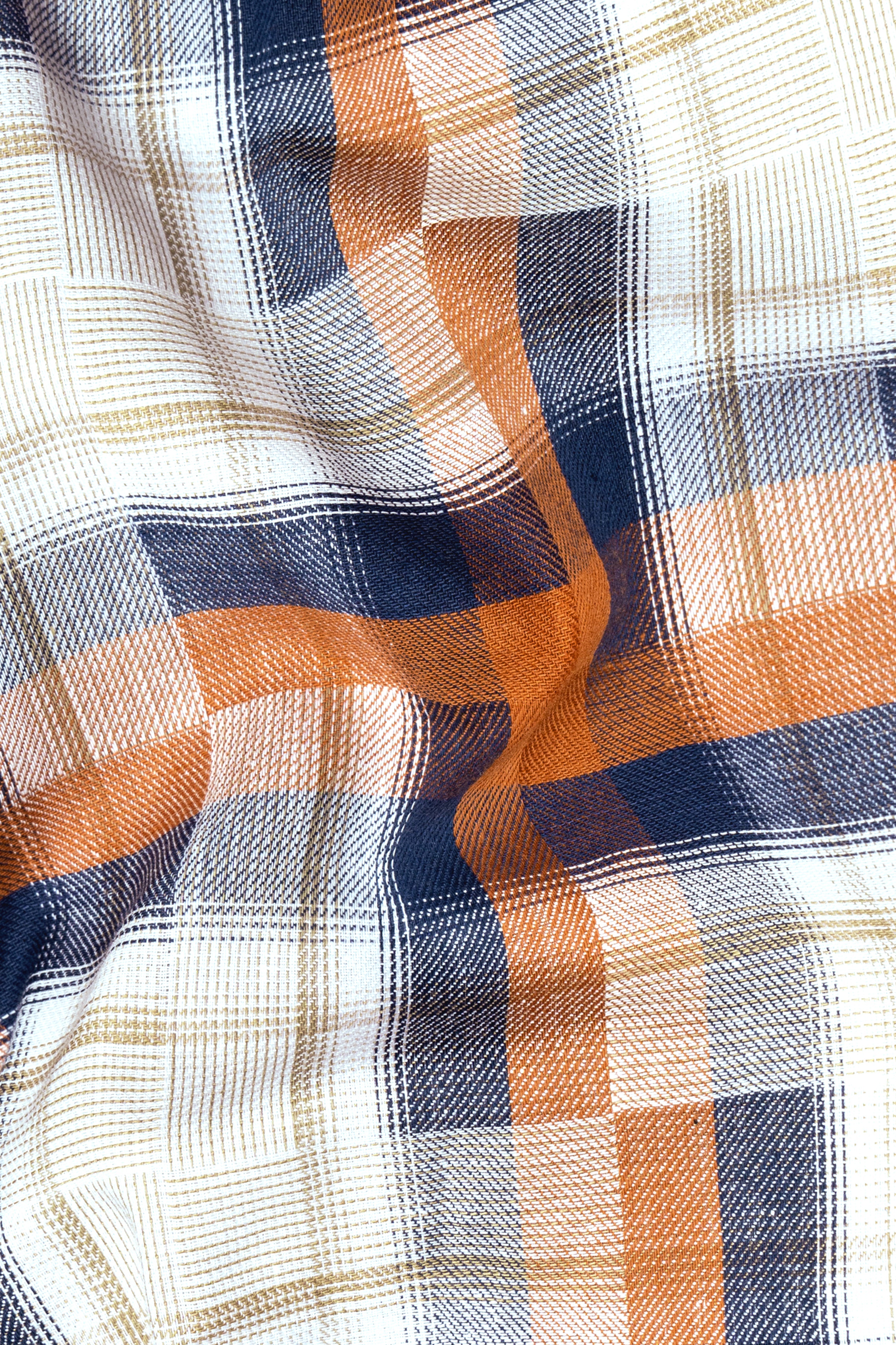 Jaffa and Big Stone Blue Twill Checkered Premium Cotton Shirt