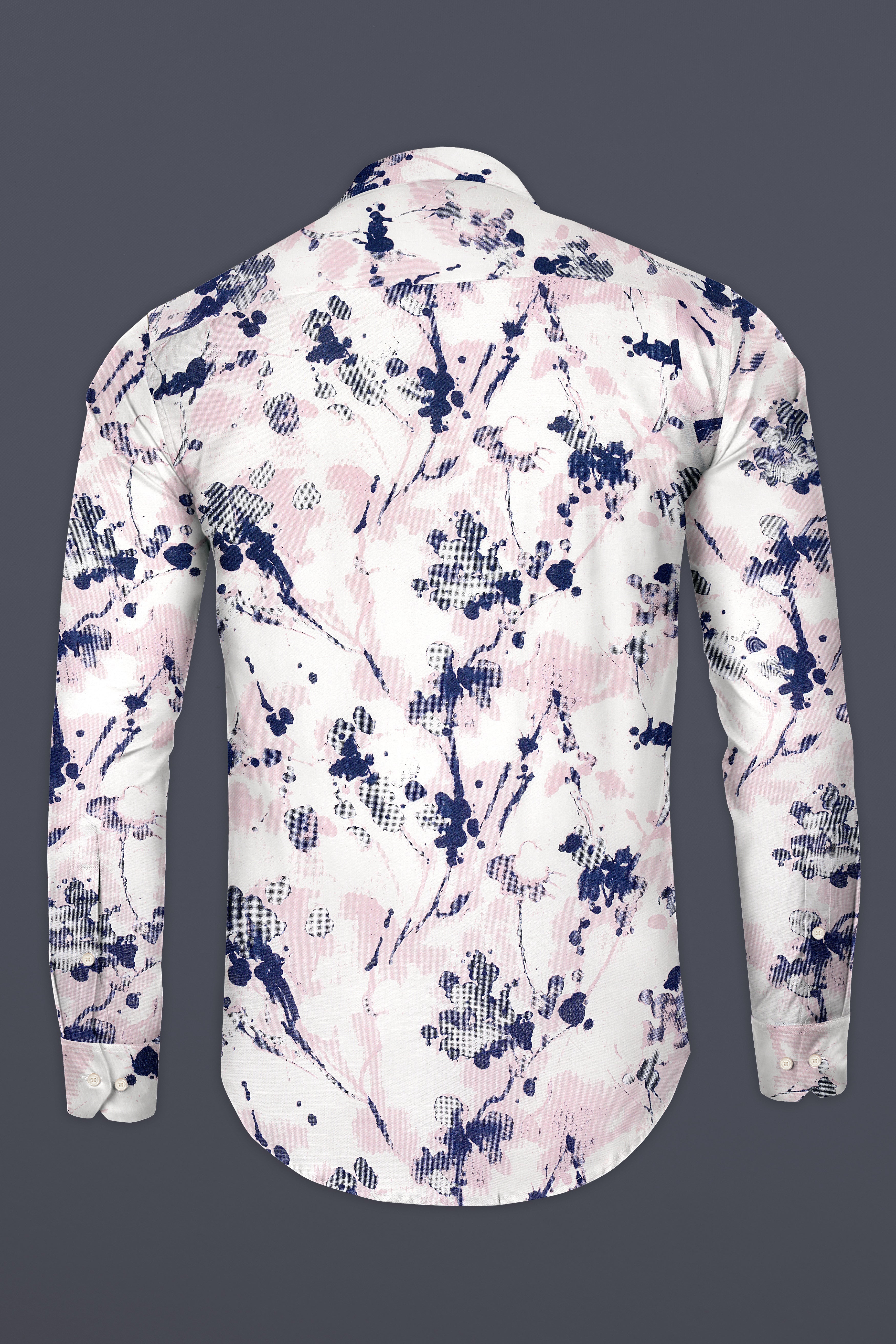 Oyster Pink Floral Printed Luxurious Linen Shirt