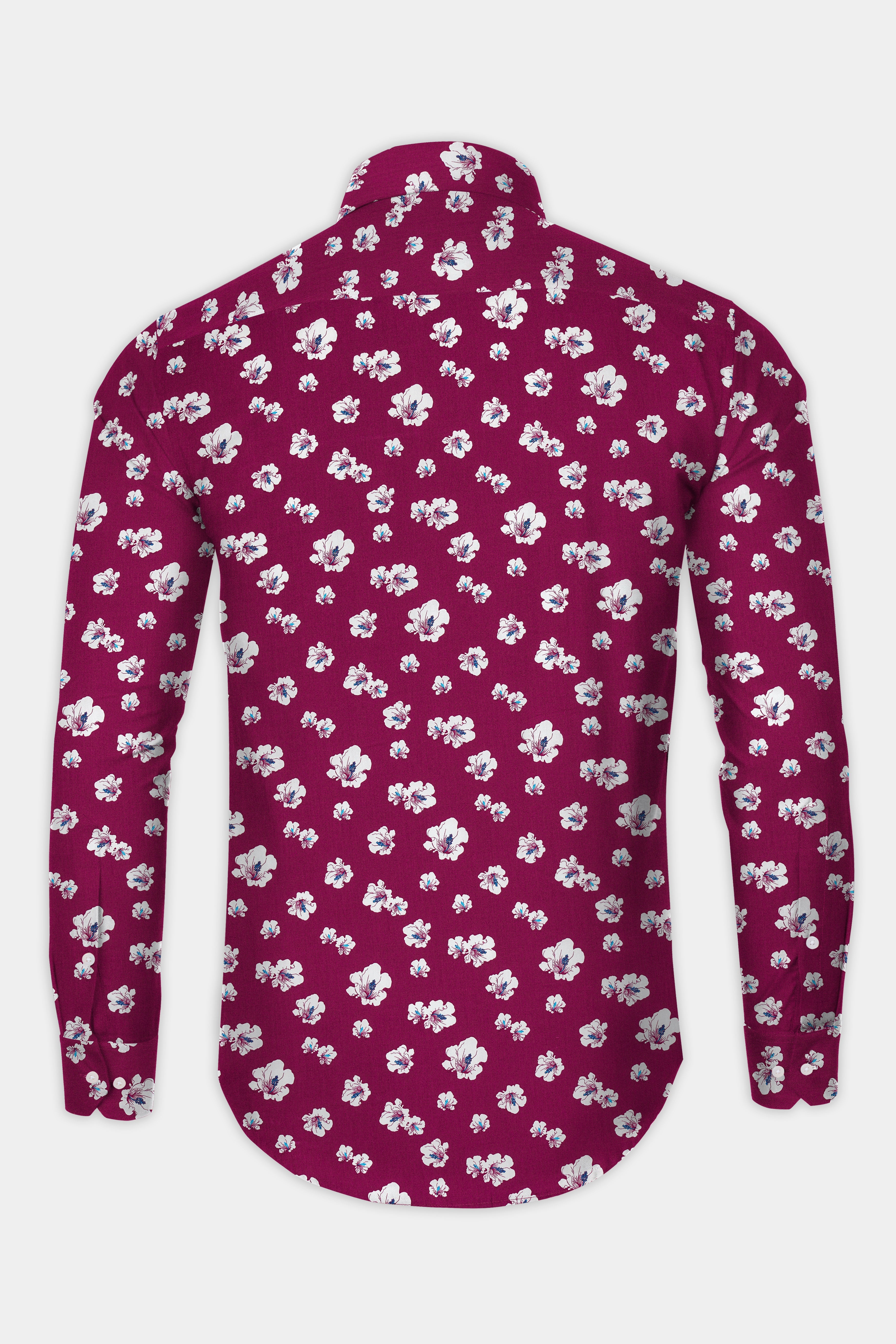 Camelot Red Floral Printed Twill Premium Cotton Shirt