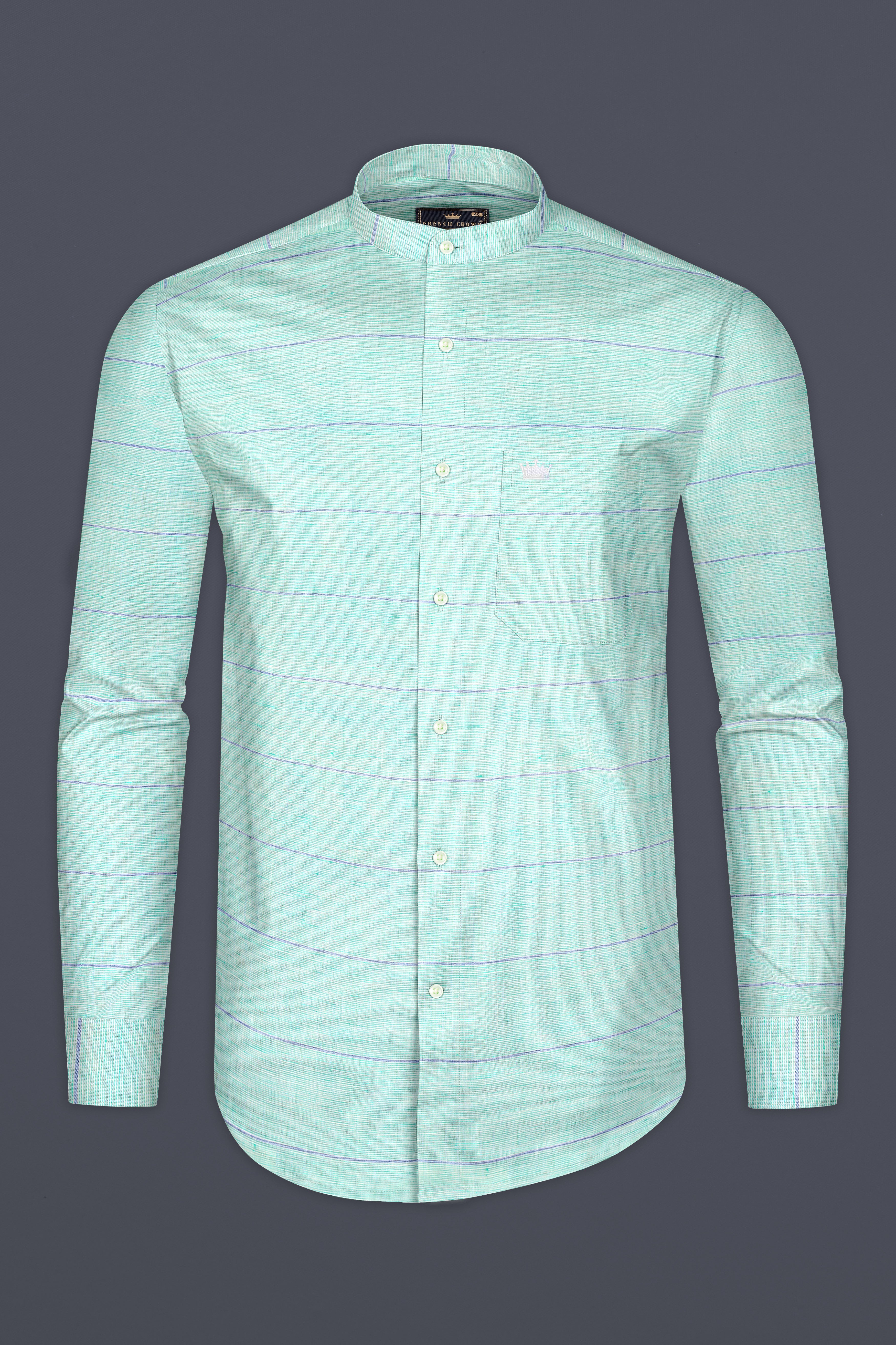 Ziggurat Striped Chambray Textured Premium Cotton Shirt