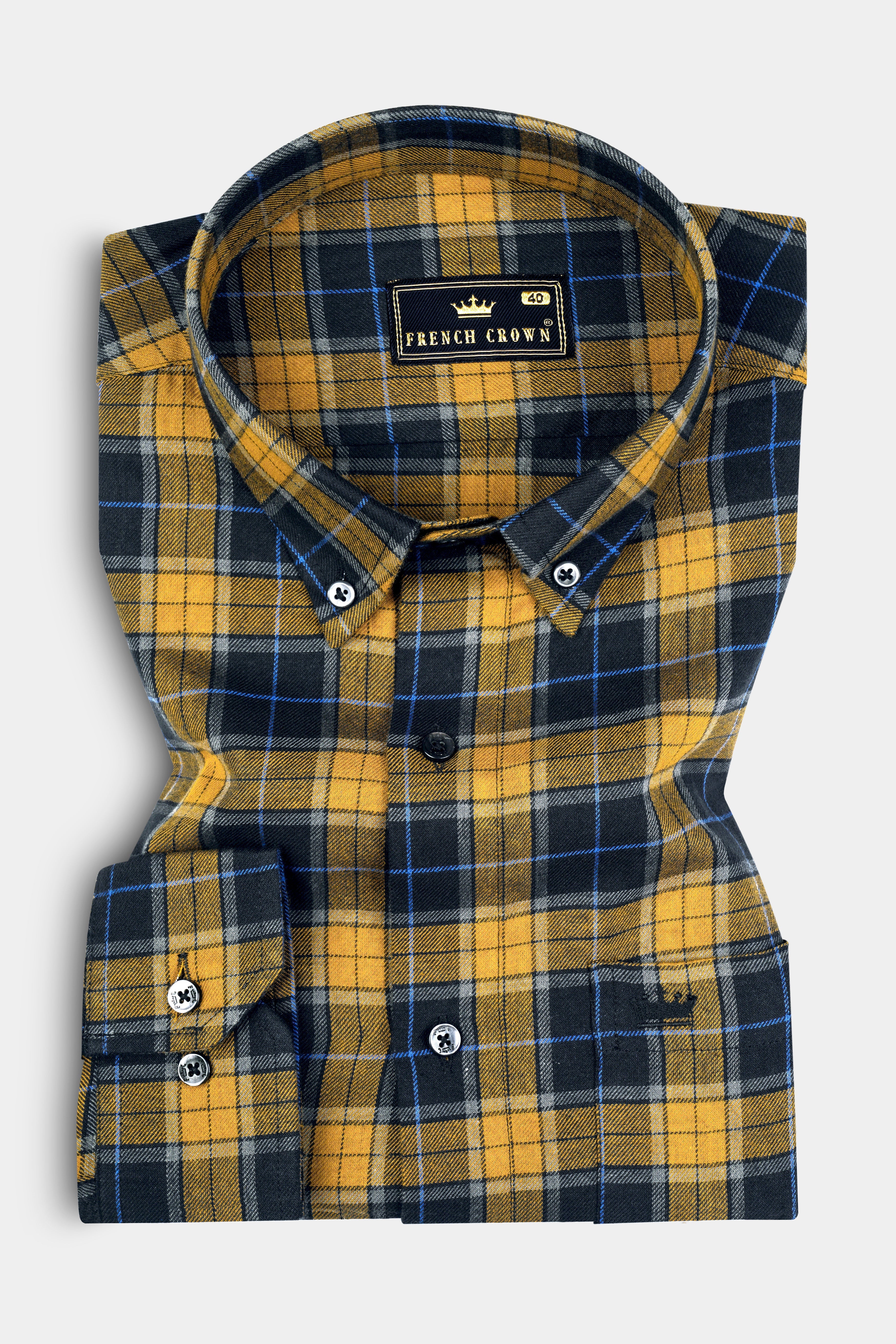 Desert Brown Twill Plaid Premium Cotton Shirt