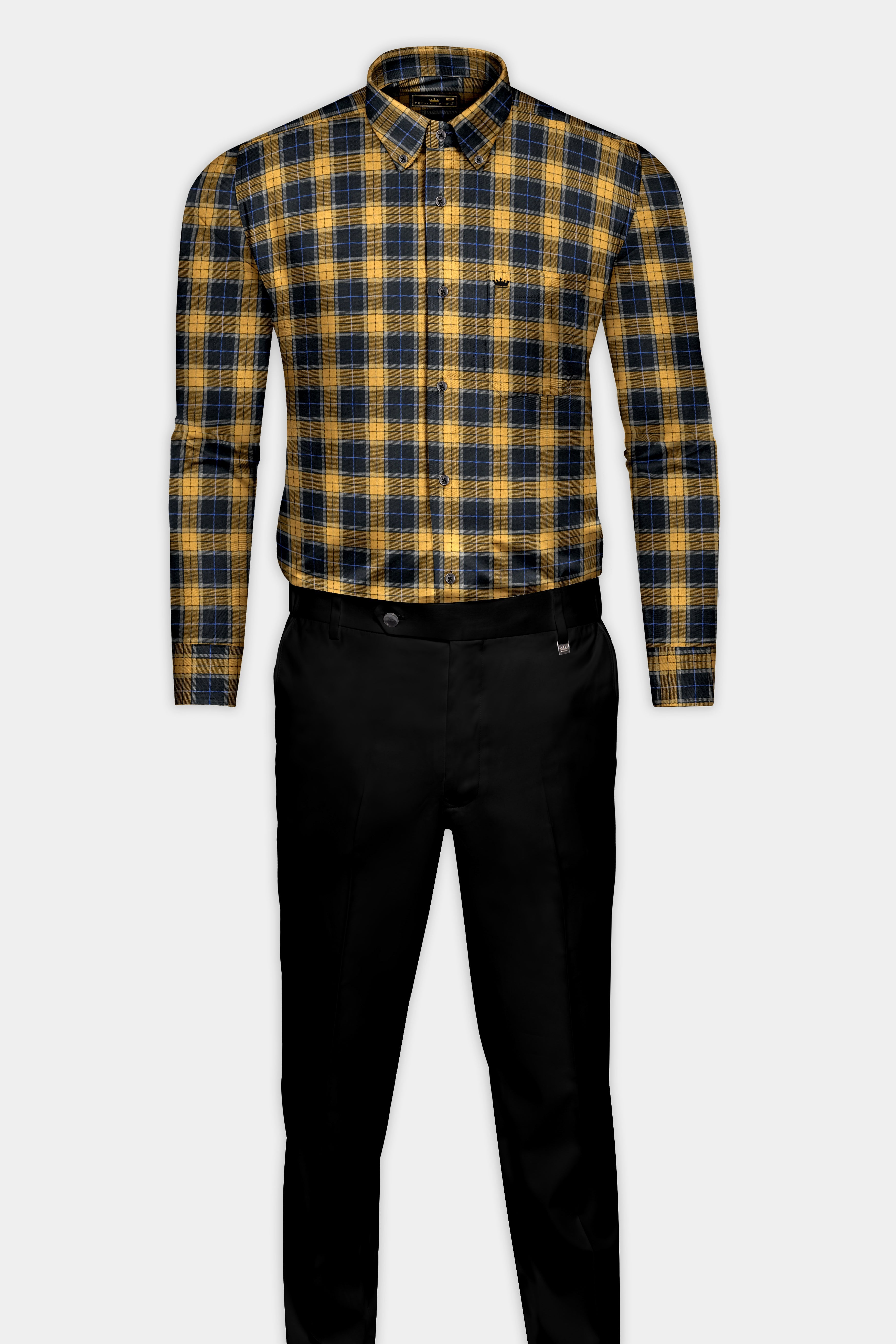 Desert Brown Twill Plaid Premium Cotton Shirt