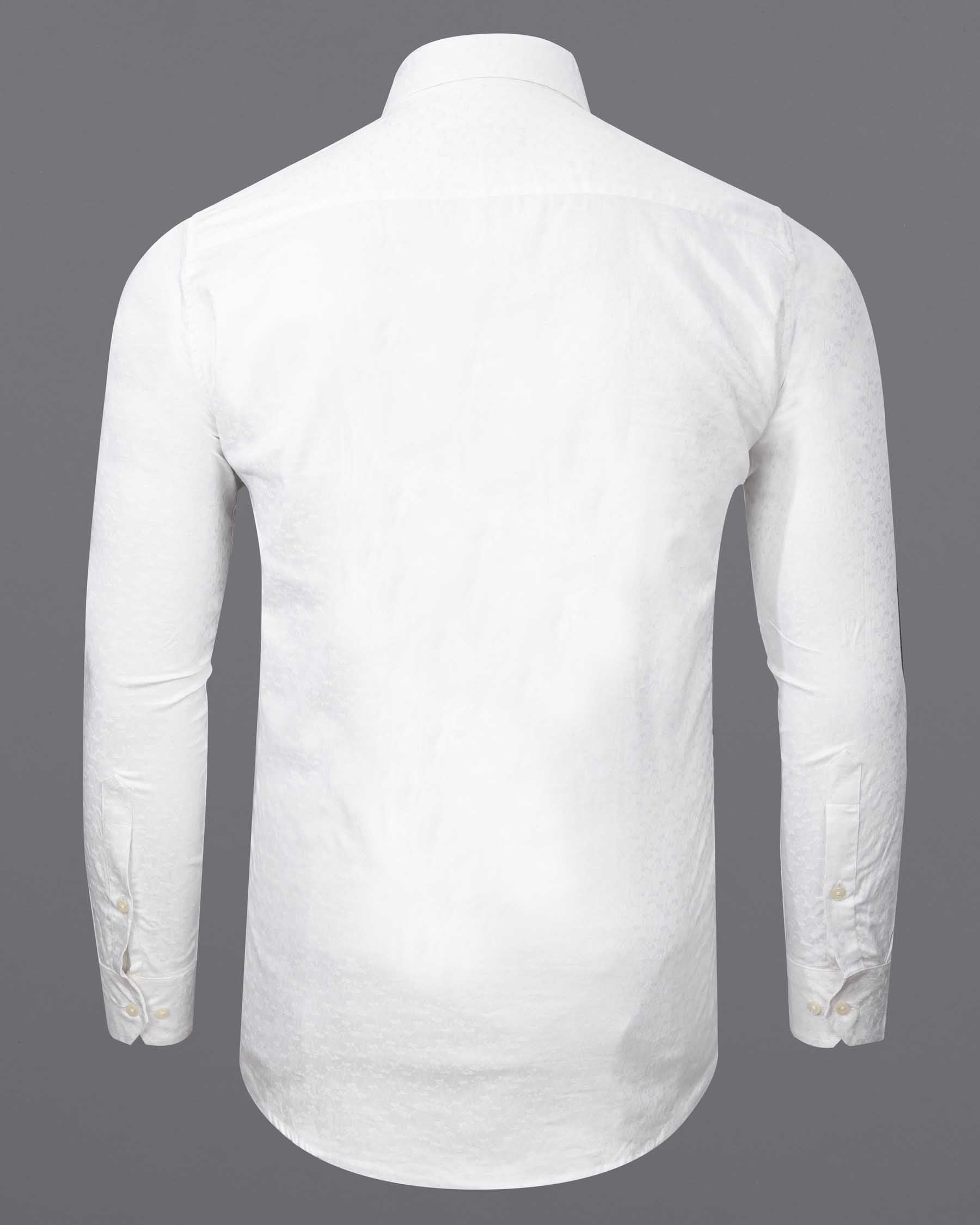 Bright White Jacquard Textured Premium Giza Cotton Shirt