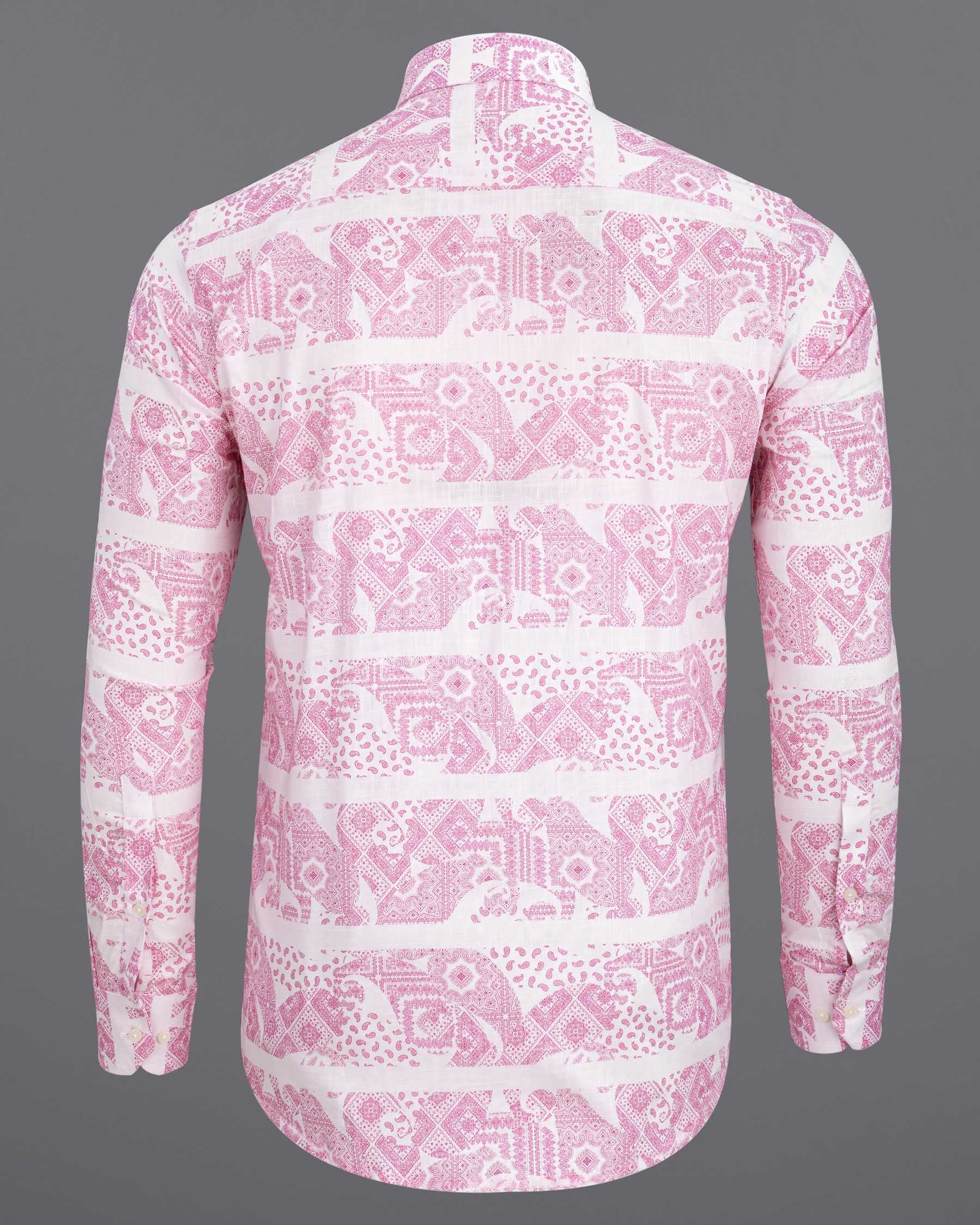 Amour Pink Ancient Paisleys Printed Luxurious Linen Shirt 6380-38, 6380-H-38, 6380-39, 6380-H-39, 6380-40, 6380-H-40, 6380-42, 6380-H-42, 6380-44, 6380-H-44, 6380-46, 6380-H-46, 6380-48, 6380-H-48, 6380-50, 6380-H-50, 6380-52, 6380-H-52