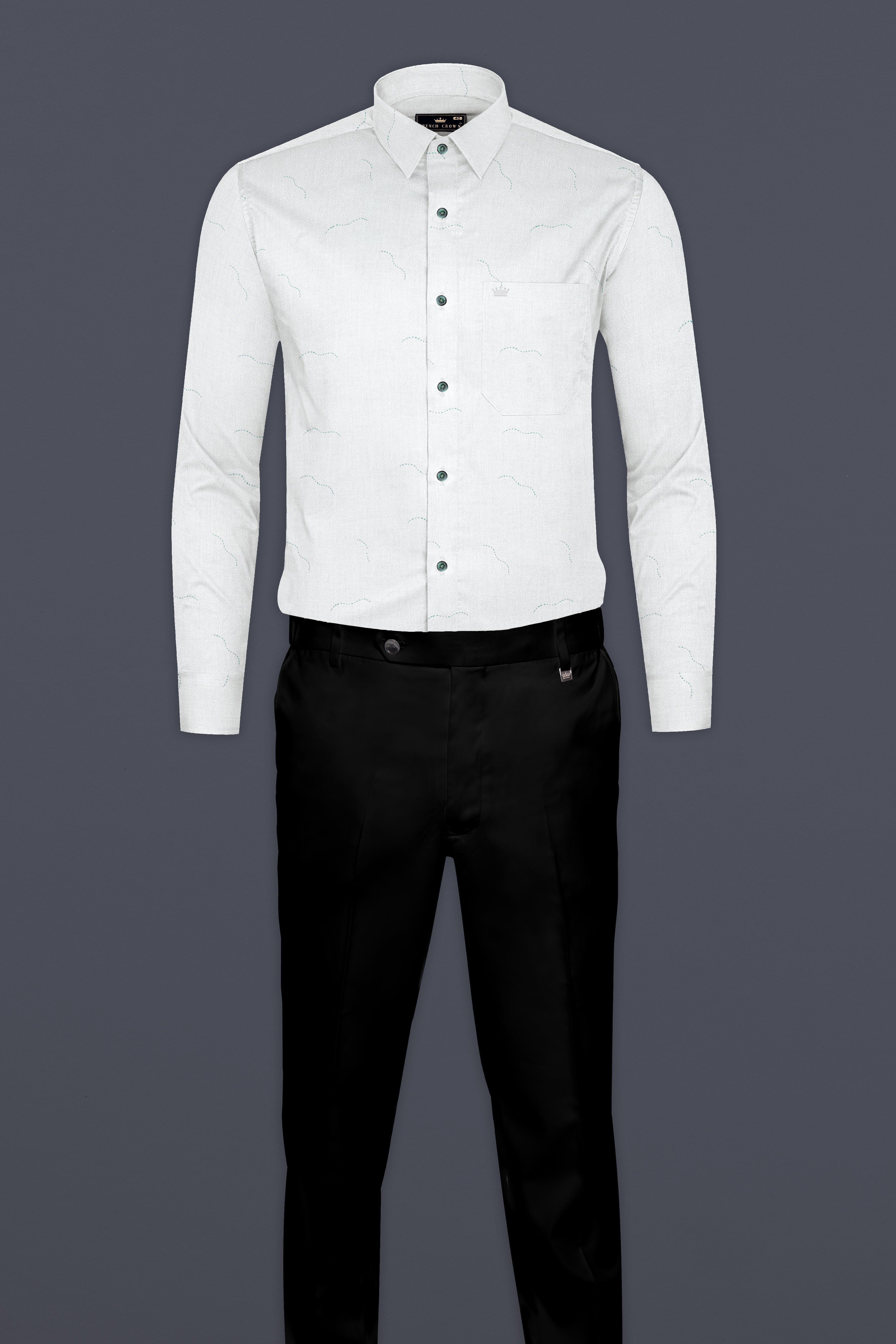 Bright White Super Soft Arc Printed Premium Cotton Shirt