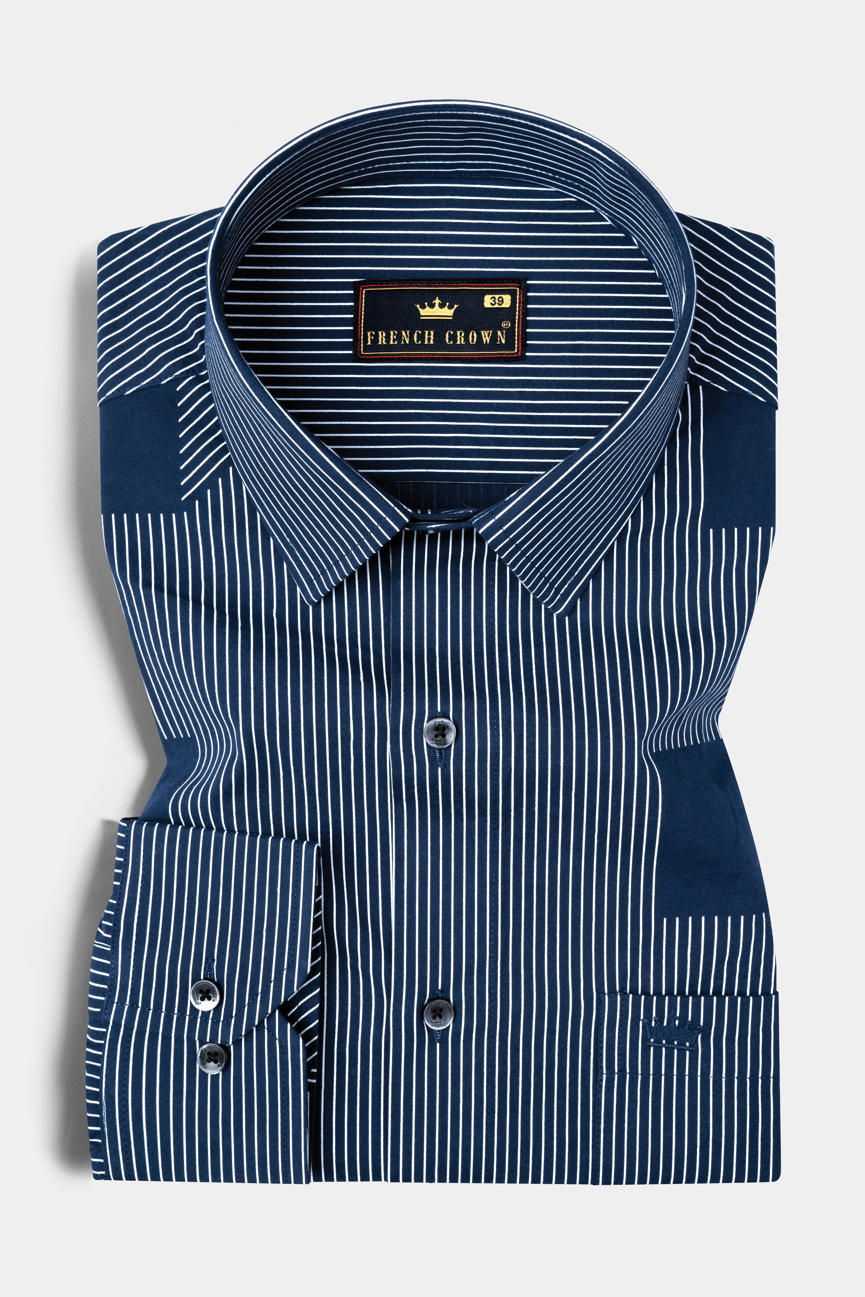 Gunmetal Blue 3D Box Patterned Premium Cotton Shirt