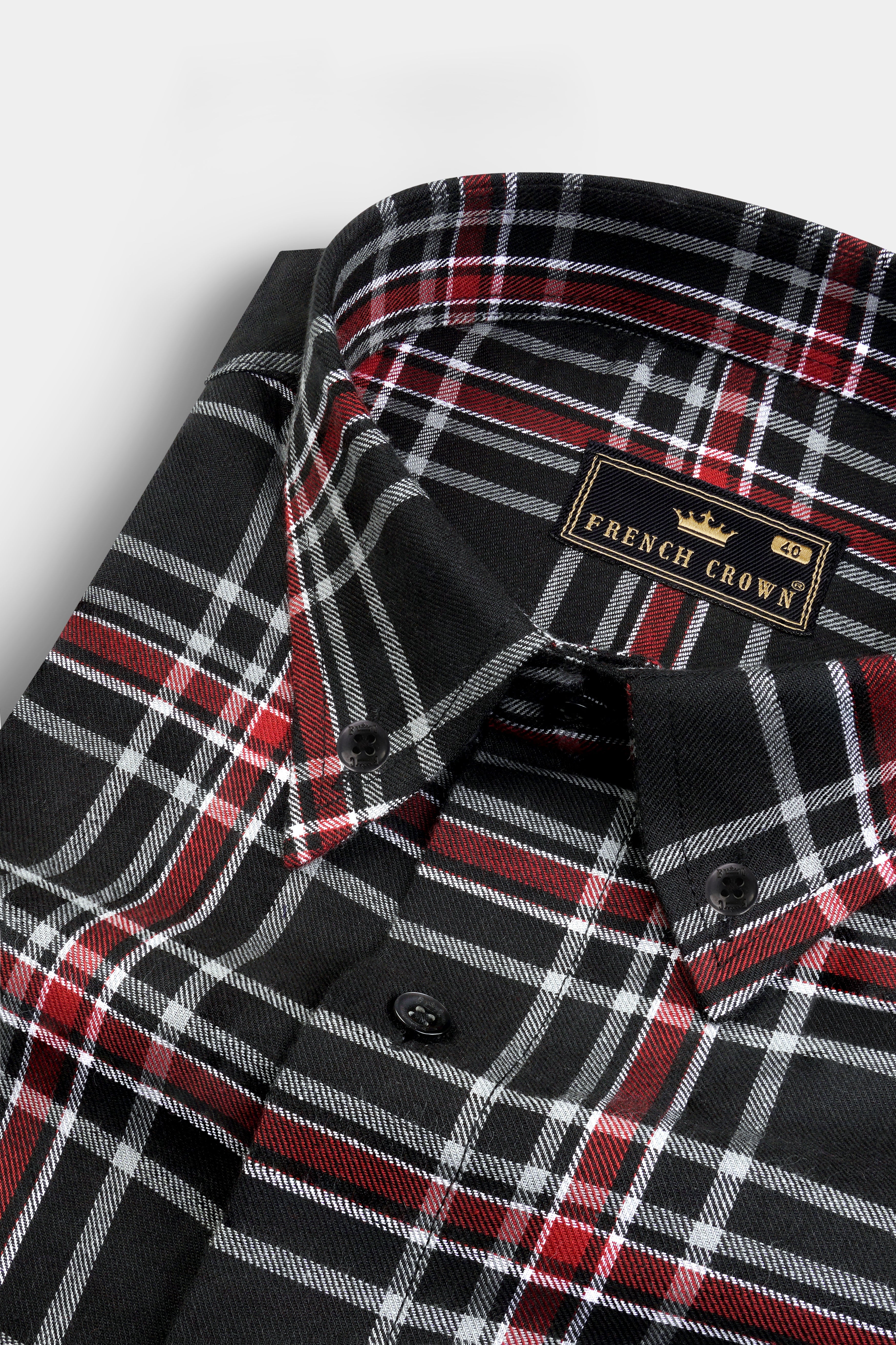 Jade Black Twill Plaid Premium Cotton Shirt