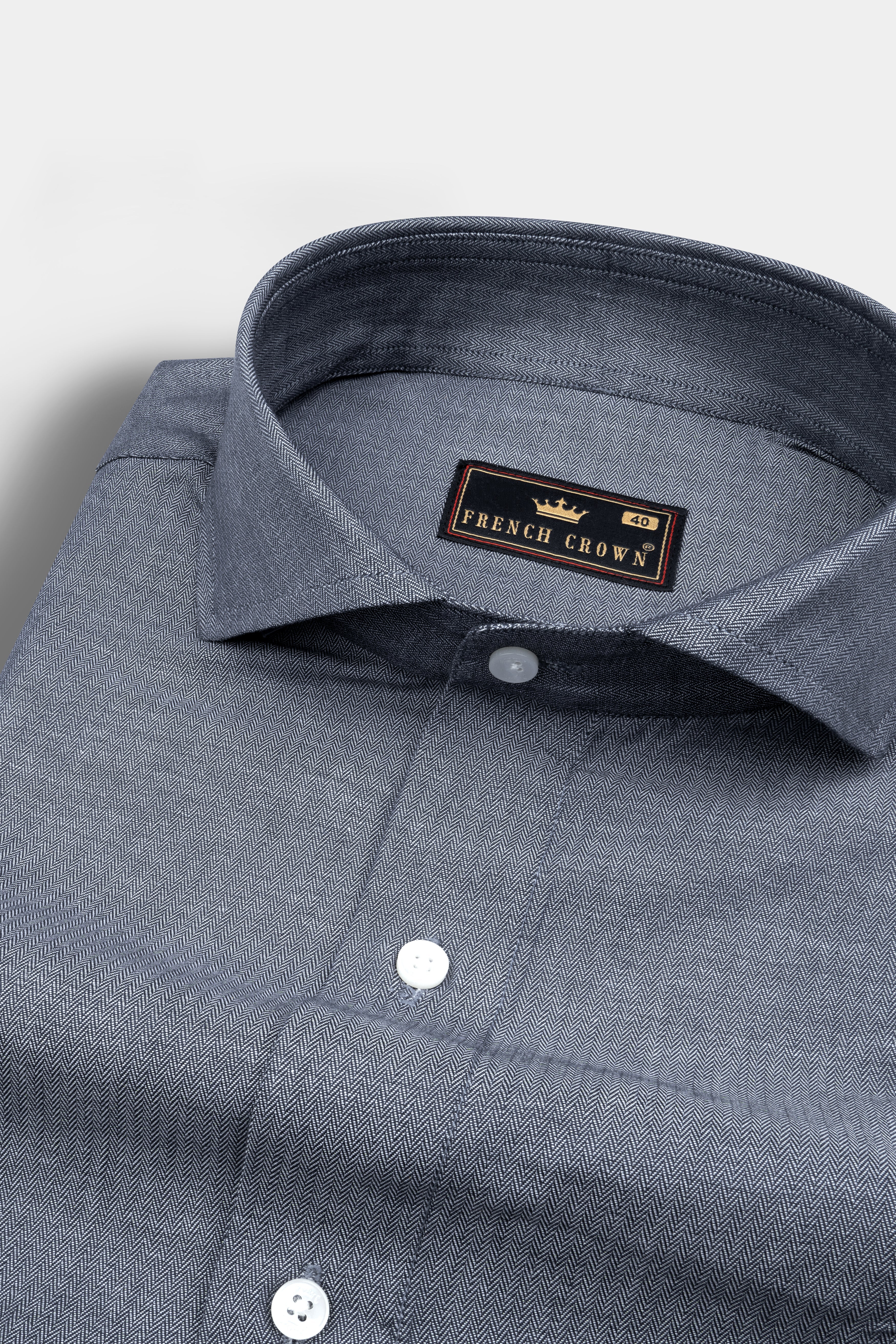 Granite Grey Solid Herringbone Shirt