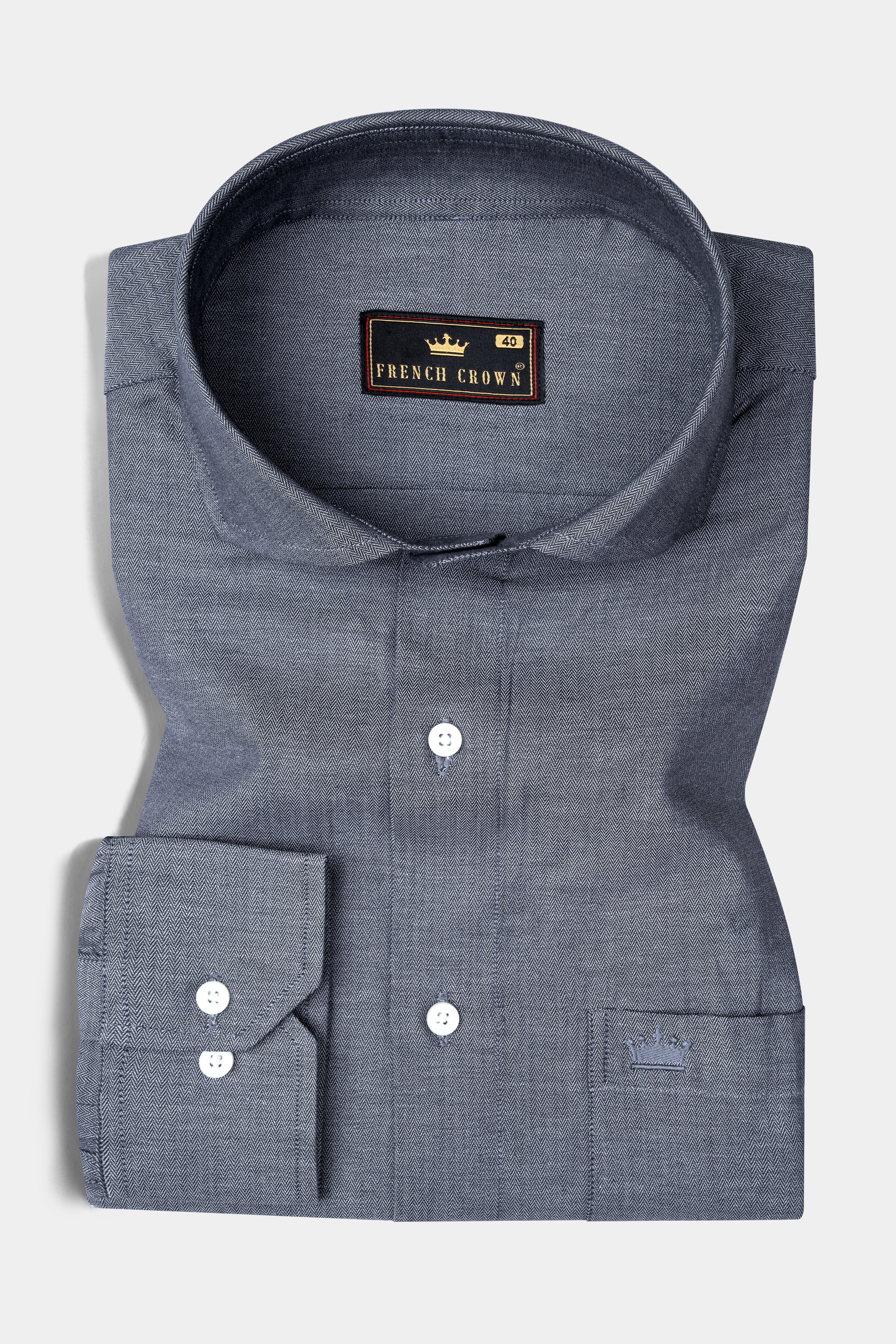 Granite Grey Solid Herringbone Shirt