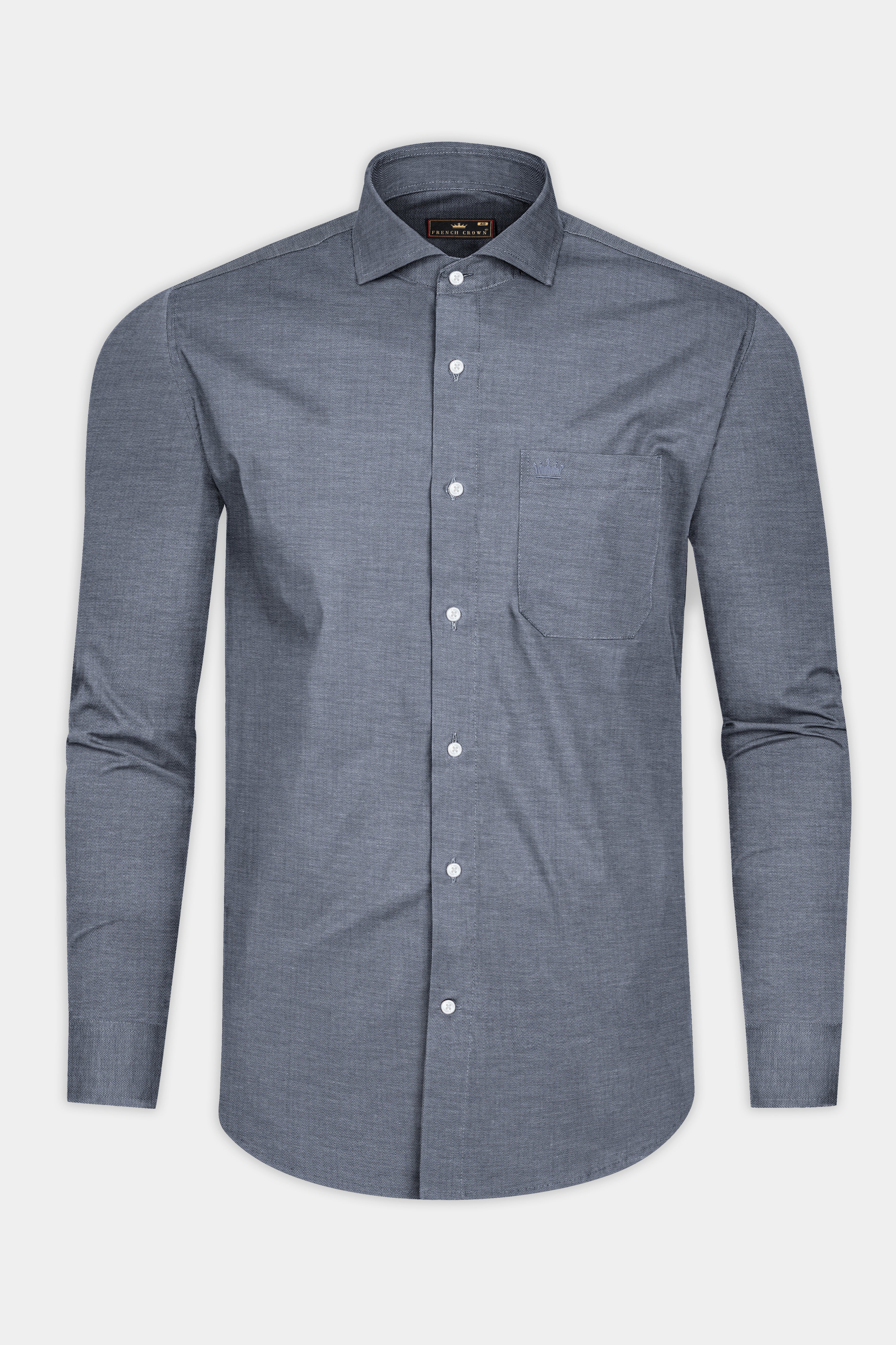 Granite Grey Solid Herringbone Shirt